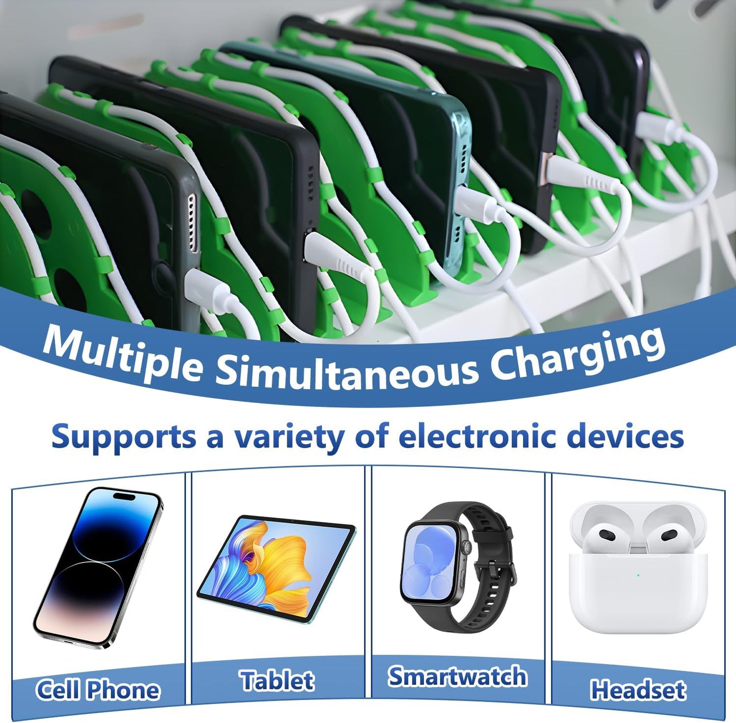 Mobile Charging Cabinet for Cell Phone, 50 Device Charging Station, USB Charging Cart Locker, with Wheels & Combination Lock, Secure Phone Storage Cabinet (50Slots)
