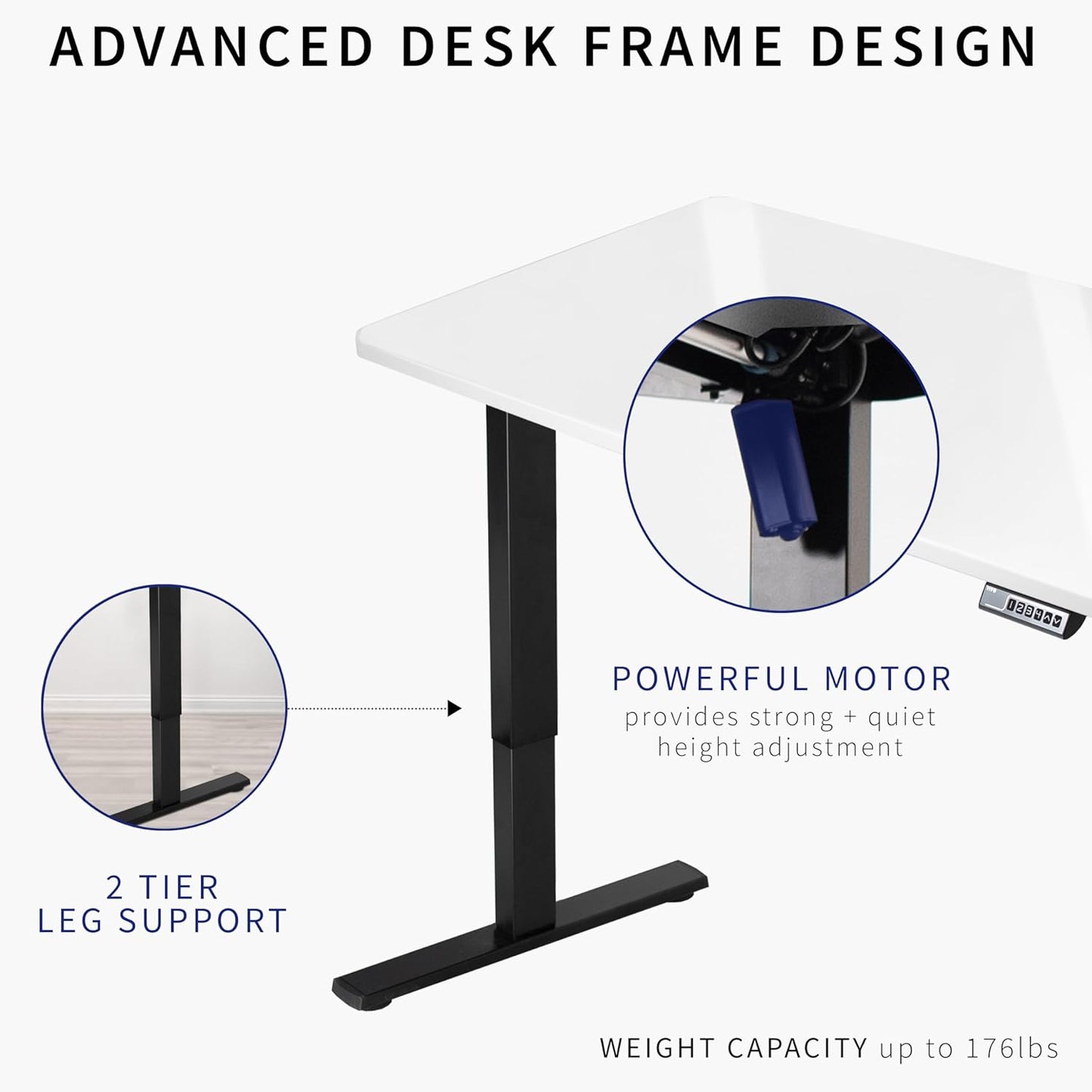 VIVO Electric Dry Erase 60 x 24 in Standing Desk, Memory Height Adjustment, 1B Series, Whiteboard Top White Frame, DESK-KIT-1W6WE