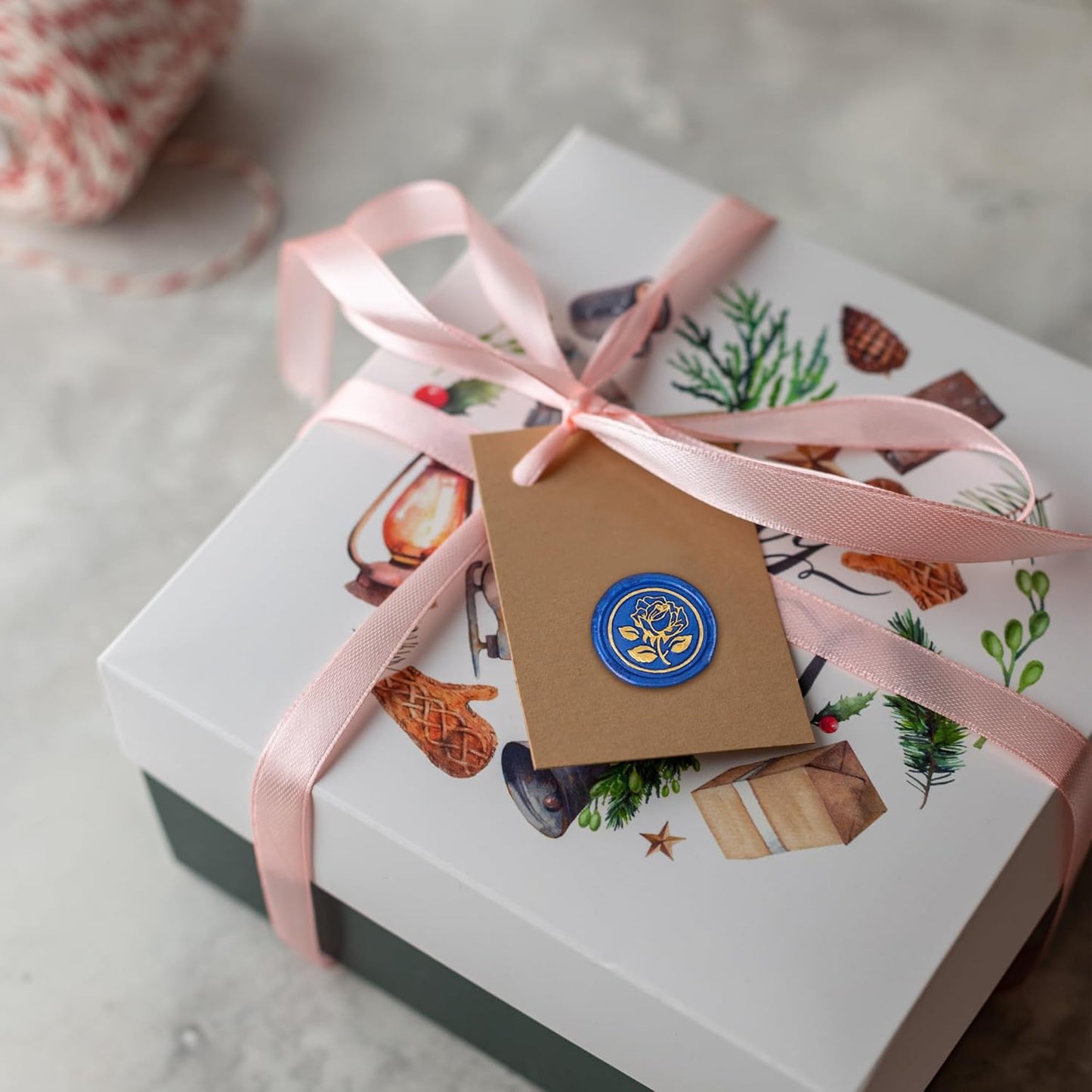 25pcs Gold & Blue Handmade Envelope Seals Self-Adhesive Wax Stickers for Wedding Party Invitations, Envelope, Gift Wrap, Christmas (Gold Rose Style, Blue)