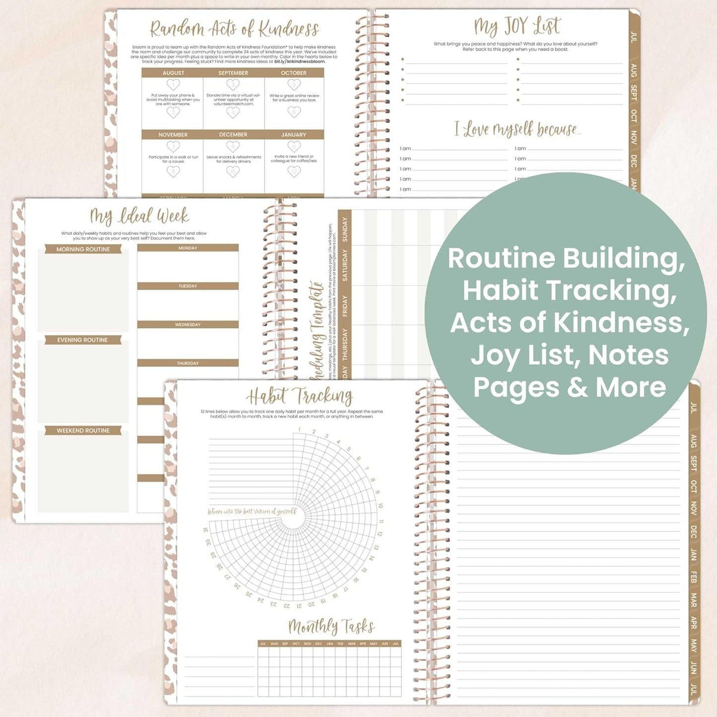 bloom daily planners 8.5" x 11" Academic Planner 2025-2026 (July 2025 - July 2026) - Weekly & Monthly Dated Agenda Organizer with Stickers & Tabs - Tan Leopard