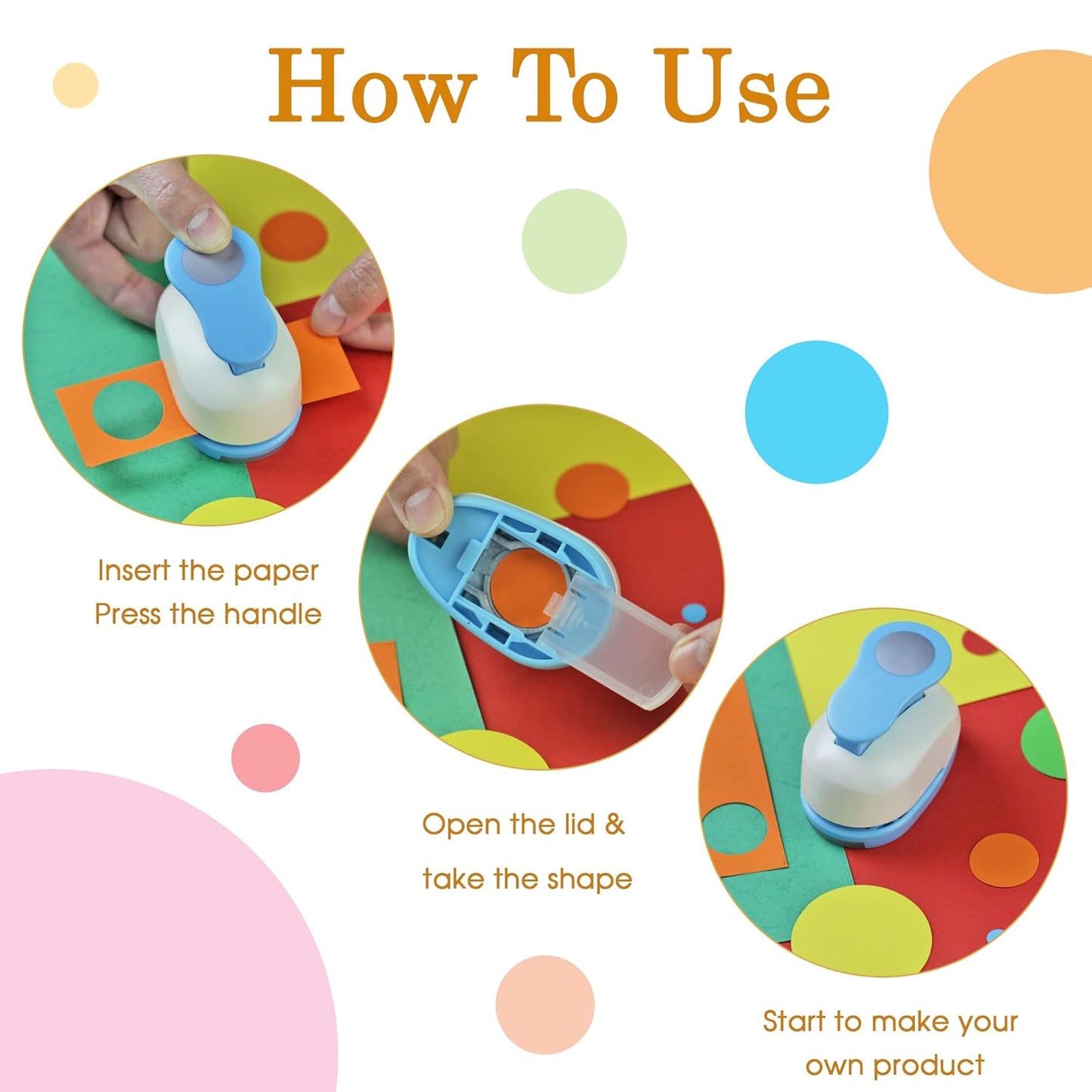 Set 5 Circle Paper Punch 0.3'' / 0.6'' / 1'' / 1.5'' / 2'', Scrapbooking Hole Punches Crafting, Design for Office Supplies, Card Making, DIY Photo Album.