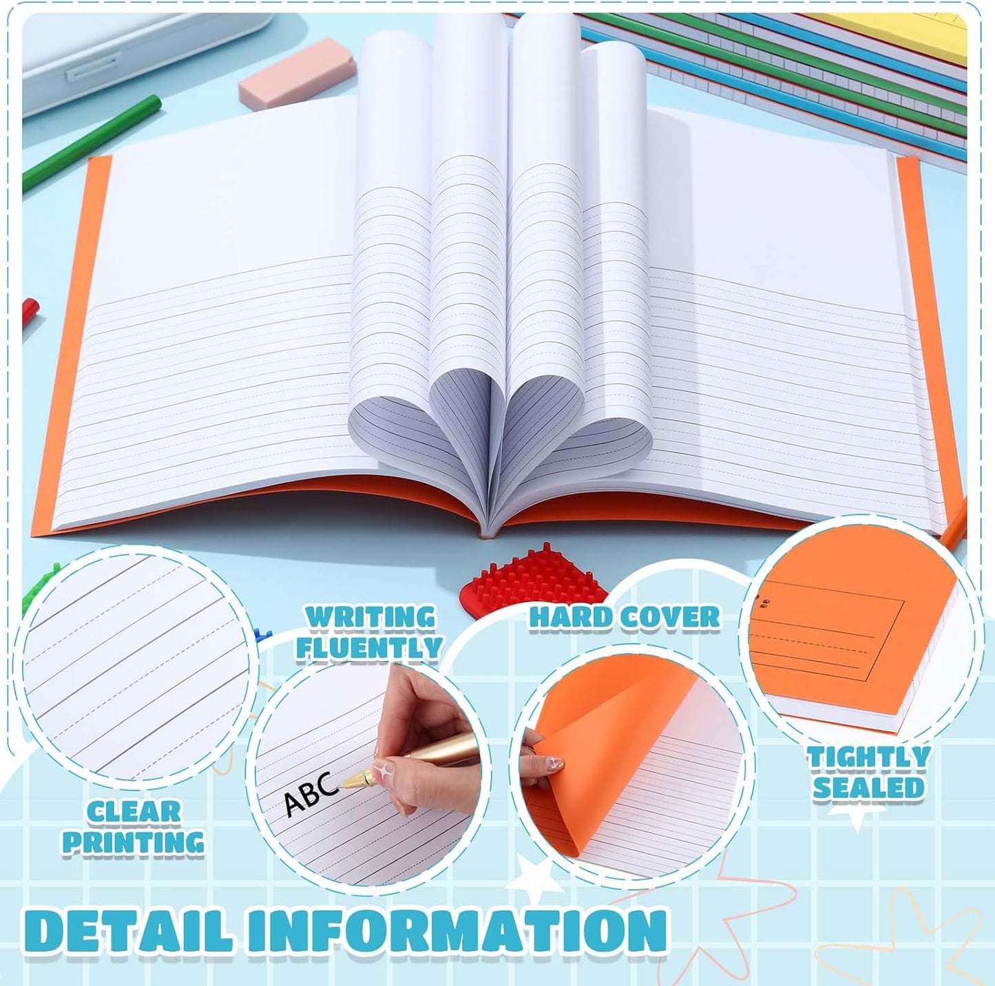Henoyso 24 Pcs 120 Pages Primary Composition Notebooks K-2 9 3/4 x 7 1/2 Inch Journals Primary Journals Blank Books for Kids to Write Stories Kindergarten (Colorful)