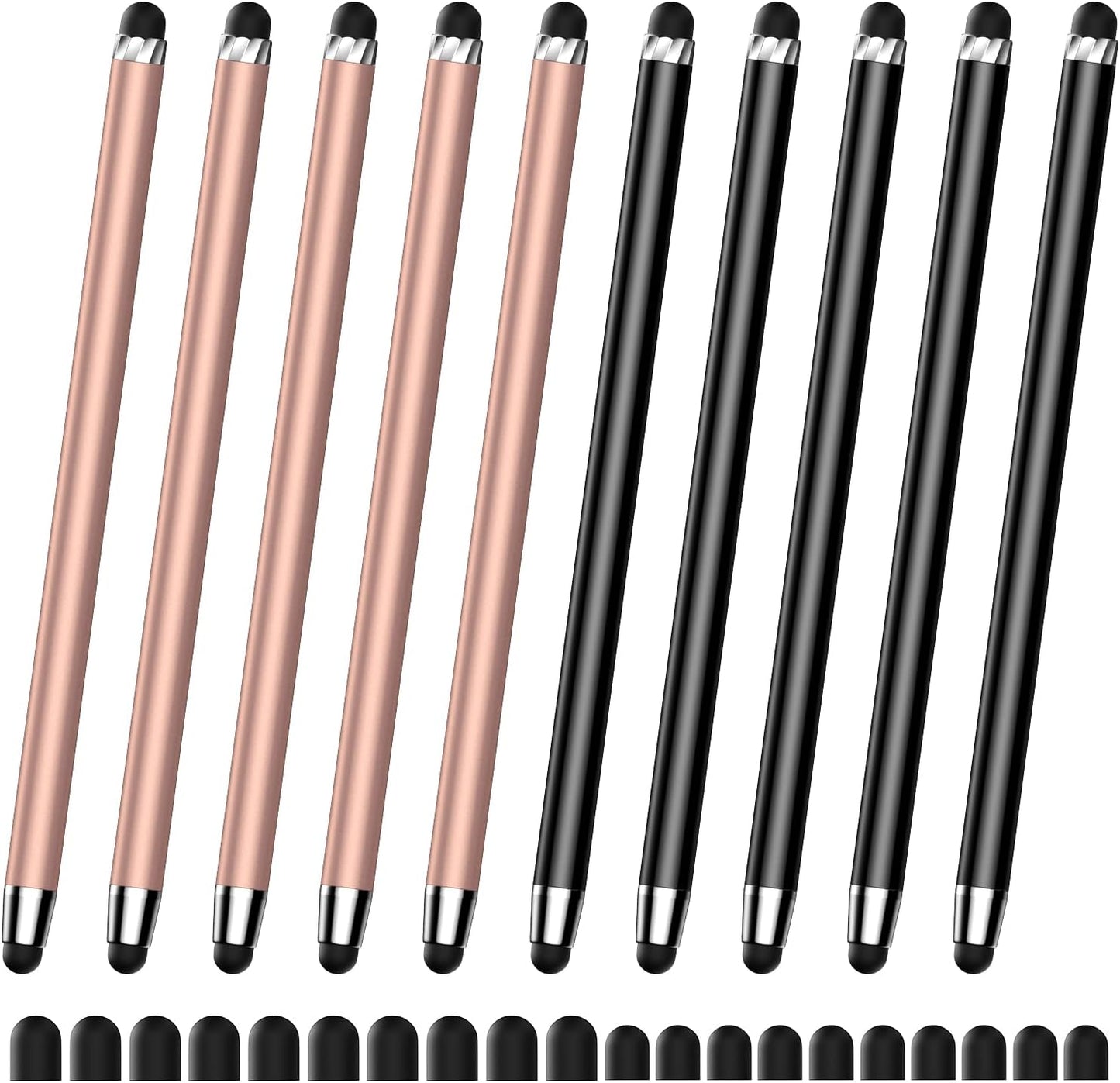 10 PCS Stylus,Stylus Pen for Touchscreen,Stylus 2-in-1 High Sensitivity & Precision Suitable for Touch Screens of iPhone/ipad/Android Tablets(10 Stylus Pen Rose Gold/Black + 20 Tips)