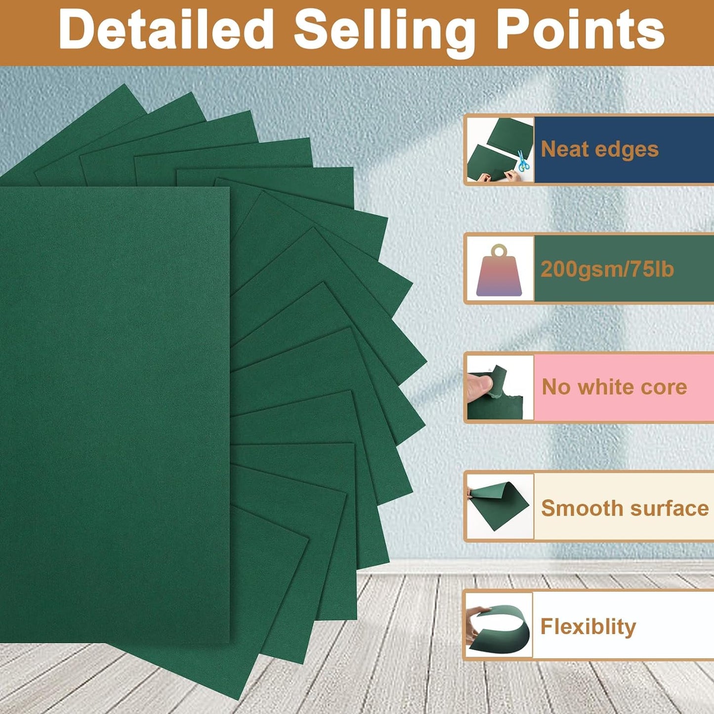 40 Sheets Dark Green Cardstock 8.5 x 11 Crafts Paper, 200gsm/75lb Premium Christmas Green Card Stock for Cards Making, Greeting Cards, School, Menus, Birthday Decorations, Office