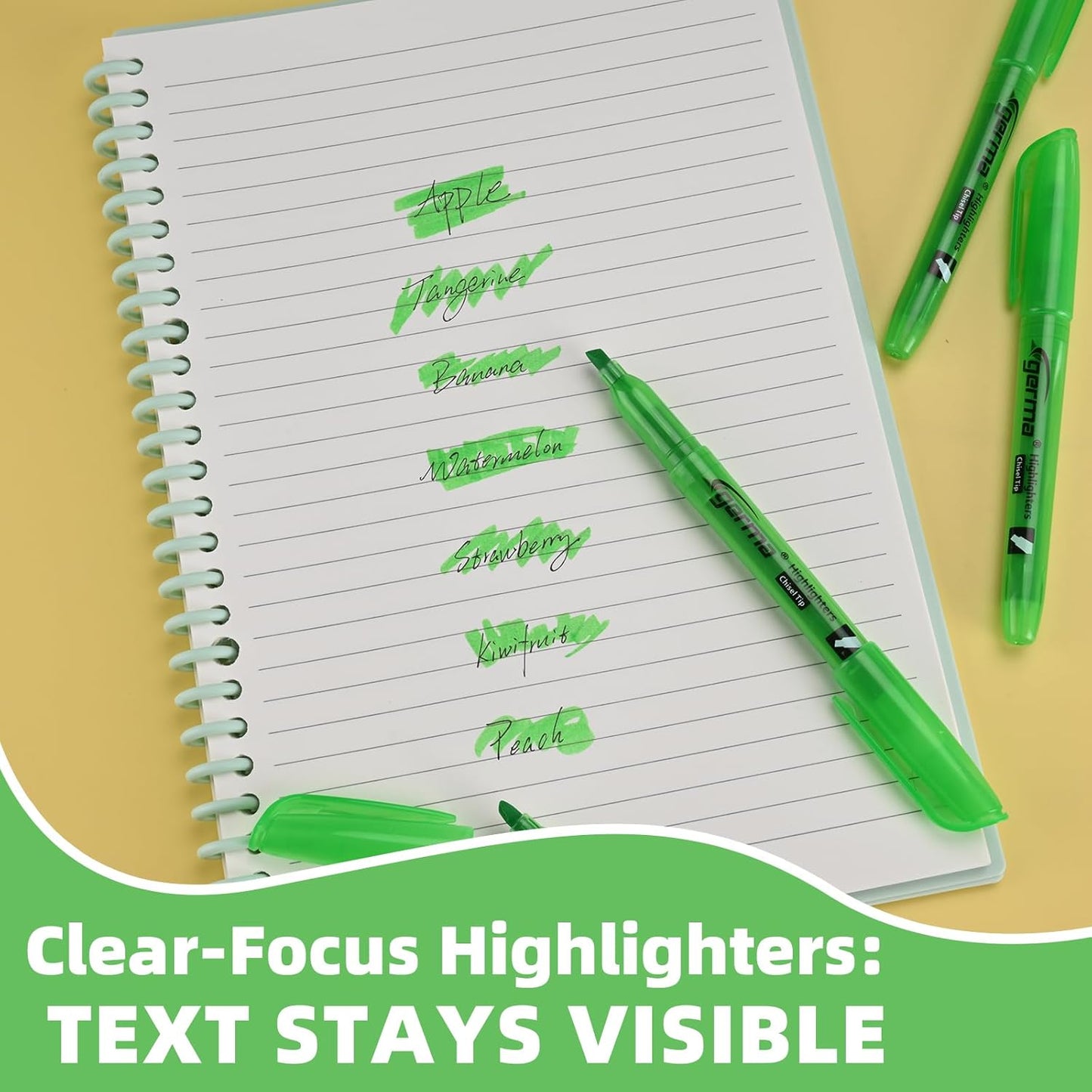 Highlighters 36 Pack, Chisel Tip Green Highlighter Bright Colors,Quickly Drying, Perfect for Students Kids Adults Classroom, School, Office