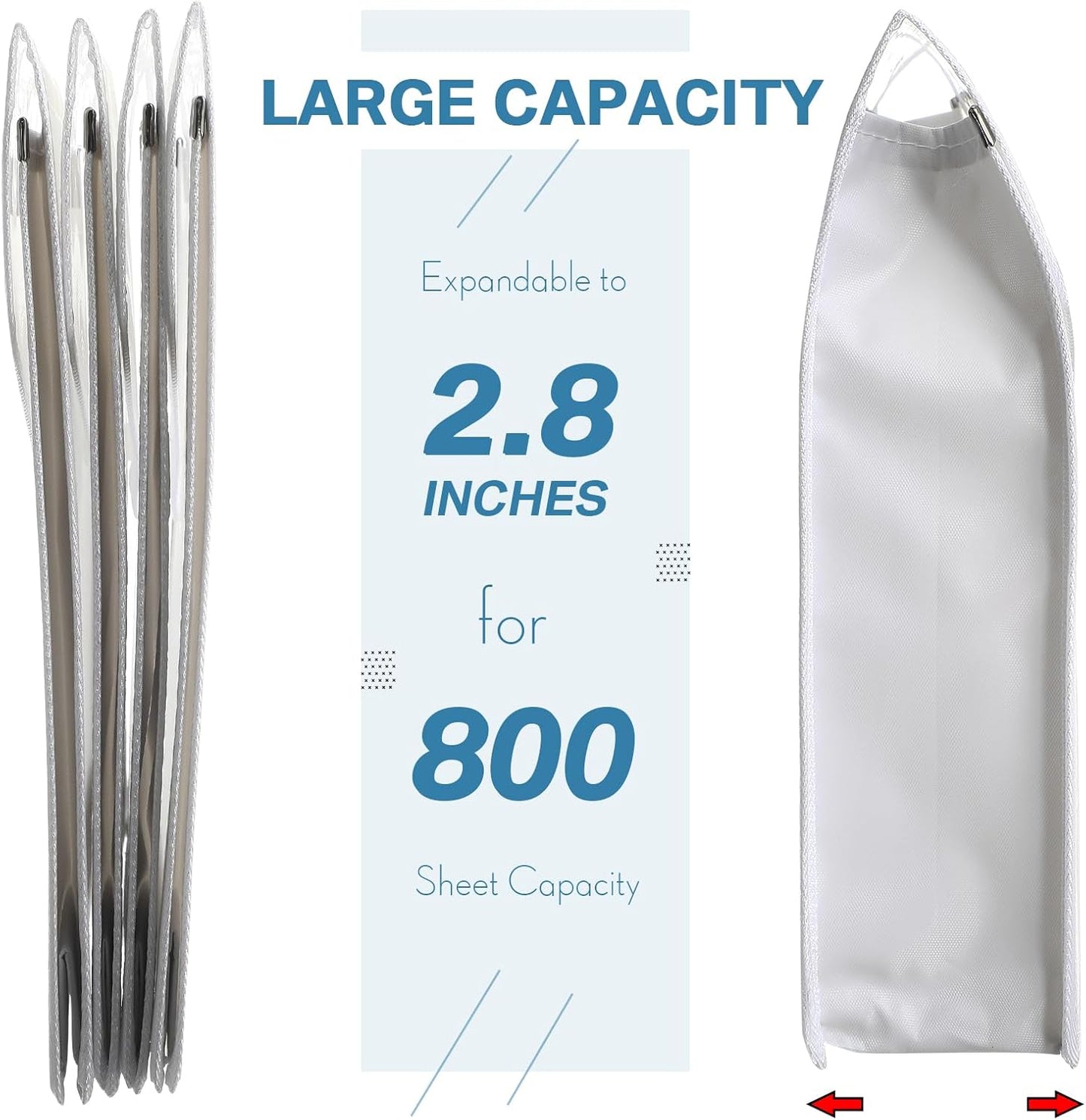 10 Pieces Plastic File Folders Envelope Expanding File Wallet Organizer Documents Folder with Snap Closure and Pocket B4 Waterproof Transparent Pouch for School Office(White,Horizontal)