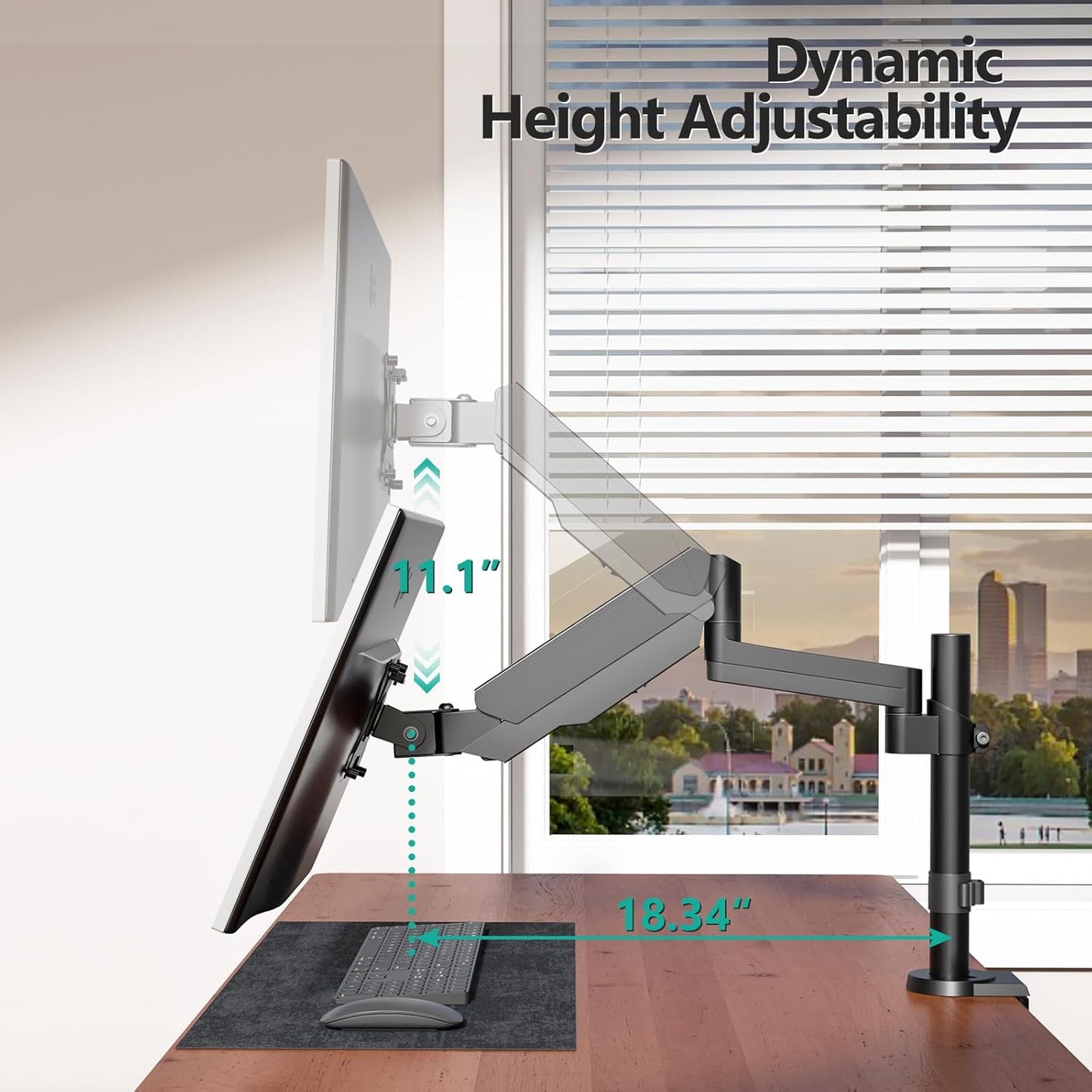 WALI Single Monitor Arm 13-32 Inch, Single Monitor Mount, Vesa Desk Mount up to 19.8lbs Gas Spring Arm with Clamp, VESA 75x75mm or 100x100mm Compatibility(GSDM001), Black