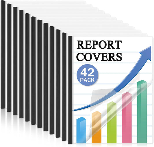 Dynta Report Covers 42 Pack Presentation Folders for Letter Size 70 Sheet Capacity, 5.5 Mil Report Covers with Sliding bar Black, Resume Folder Clear Folder for File Resume Documents