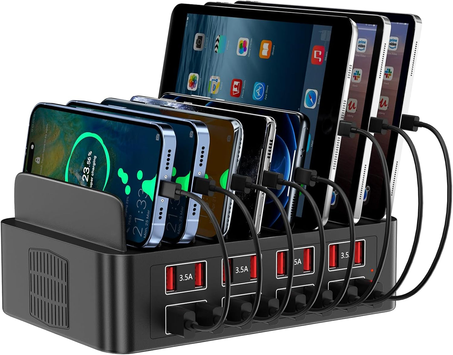 150W Charging Station for Multiple Devices, 16 Port Phone Charger Station, Multi USB Organizer Charger Station for iPhone, Android, iPad, Cell Phone, Tablets