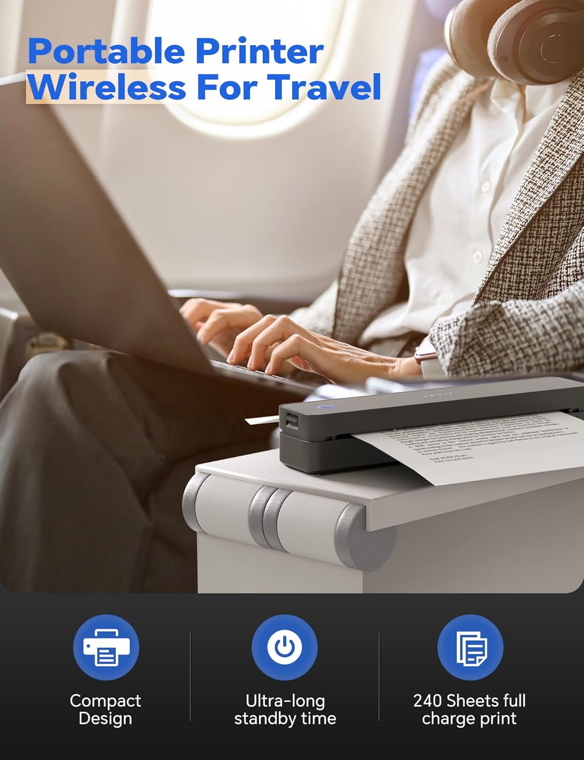 iDPRT MT610 Pro Portable Thermal Printer, 300DPI HD Mobile-Travel-Printers, Inkless-Wireless-Small-Printer for Home Use, Office, Vehicles, Bluetooth Printers Supports 8.5" x 11" US Letter&A4&A5 Size