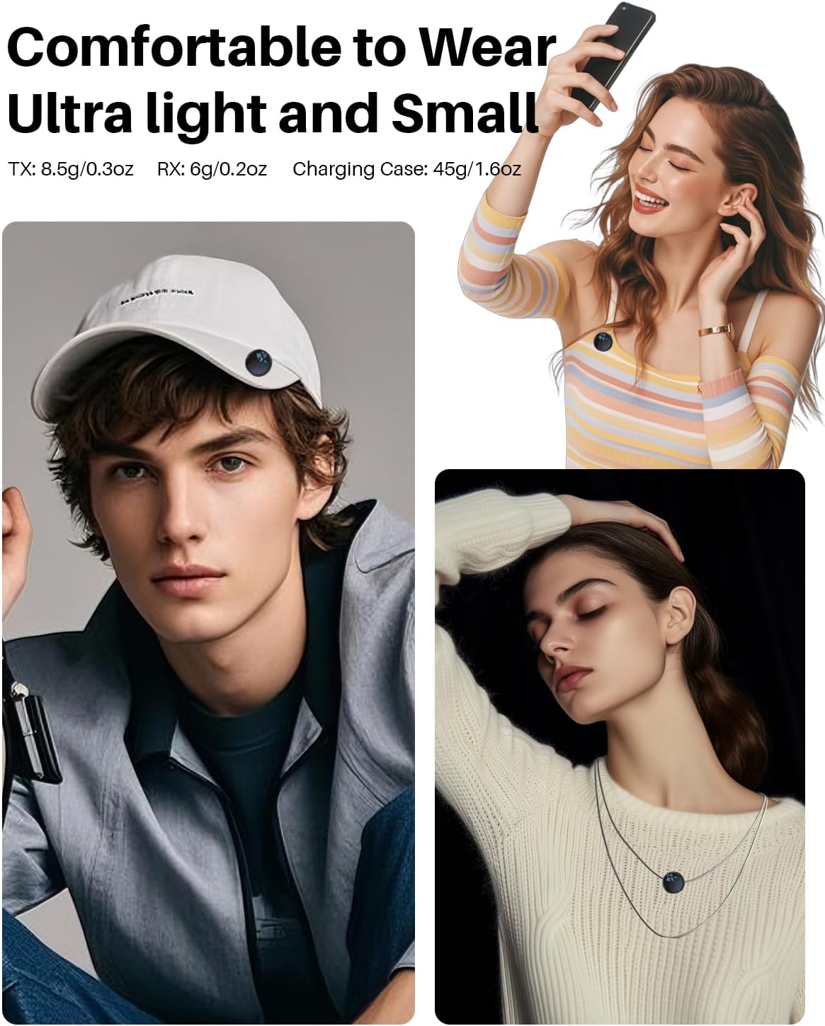 2Pack Wireless Lavalier Microphone for iPhone iPad Android with Charging Case, Mini Clip/Magnetic Microphones for Lightning/USB-C Video Recording, Vlogging, YouTube, Interviews, 100FT