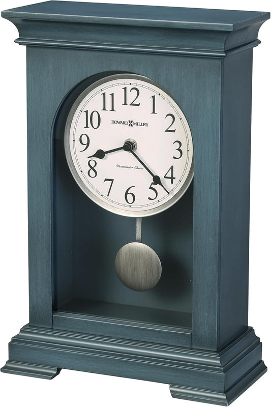 Howard Miller Loreen Mantel Clock – Wooden Battery Operated Mantel Clock with Pendulum Westminster Chime Clock for Fireplace Classic Decorative Table Clock for Office or Living Room