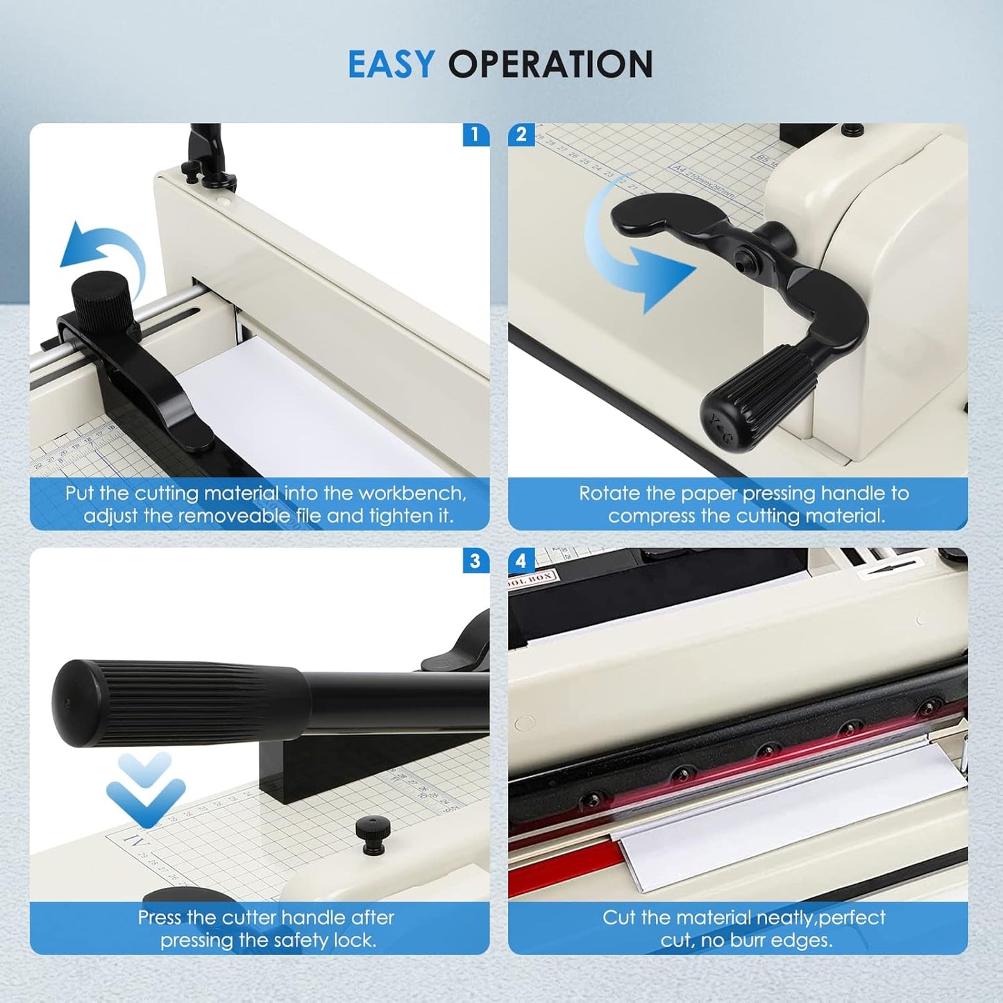 Heavy Duty Paper Cutter, 12" Guillotine Paper Cutter, Cortadora de Papel 500 Sheets Paper Trimmer with Double Safety Protection&Durable HSS Blade for Cutting Paper, Leather, PVC,Non-Woven Fabrics