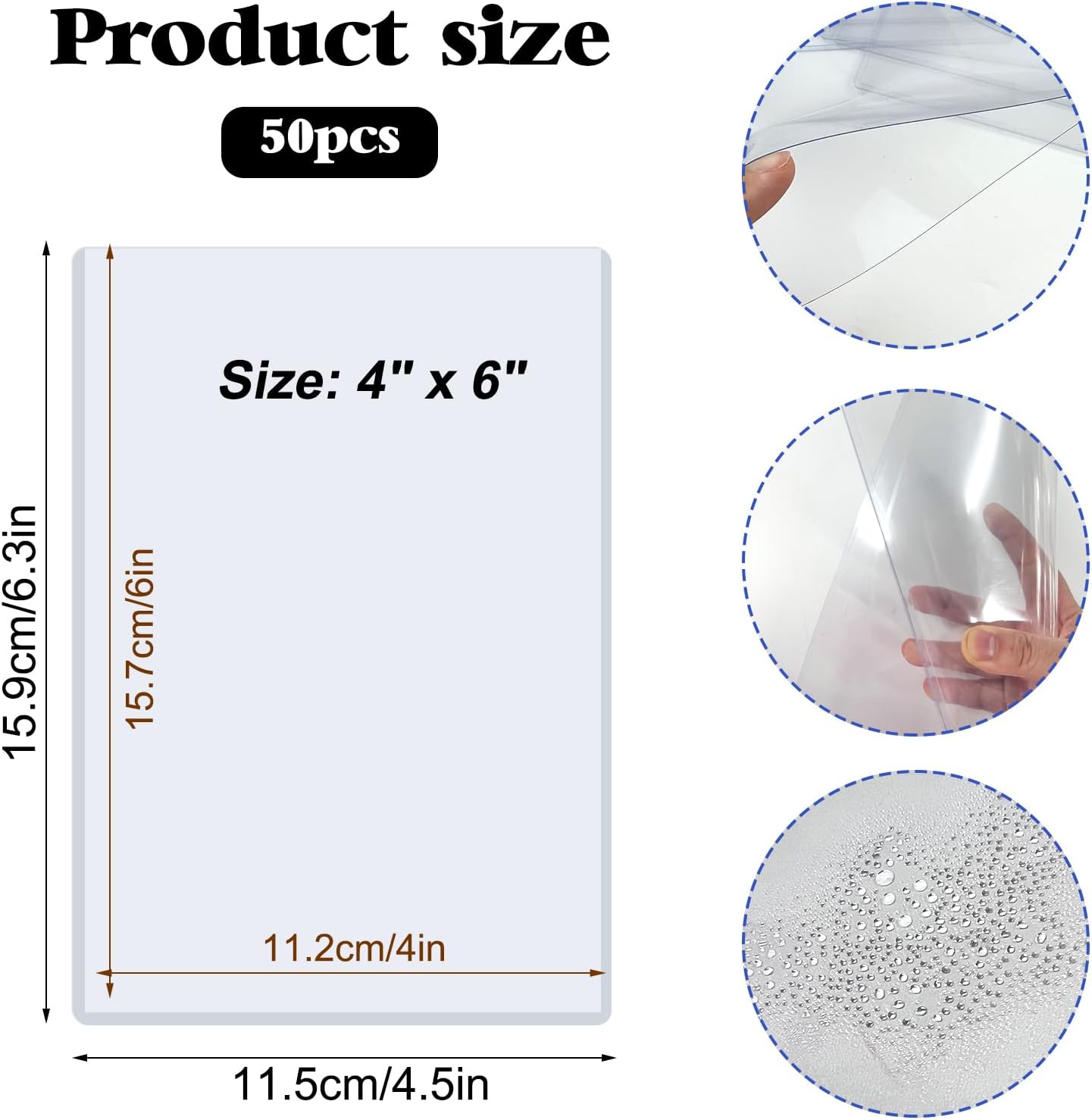 Rainmae 30 Pack 4" x 6" Rigid Print Protectors, Clear Waterproof Hard Page Sheet Protectors, B6 Paper Sleeves Photo Plastic Sleeves Hard Plastic Document Holder Birth Certificate Protector