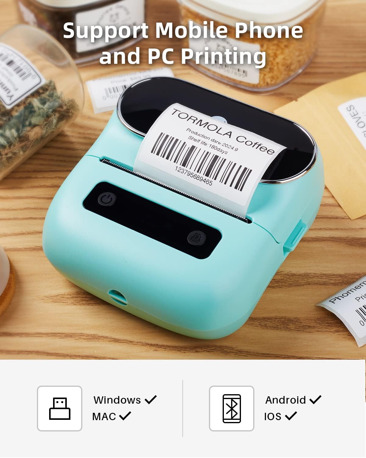 Phomemo M220 Label Maker, 3 Inch Bluetooth Thermal Label Printer for Barcode, Address, Labeling, Mailing, File Folder Label, Label Maker Machine with 3 Rolls of Labels
