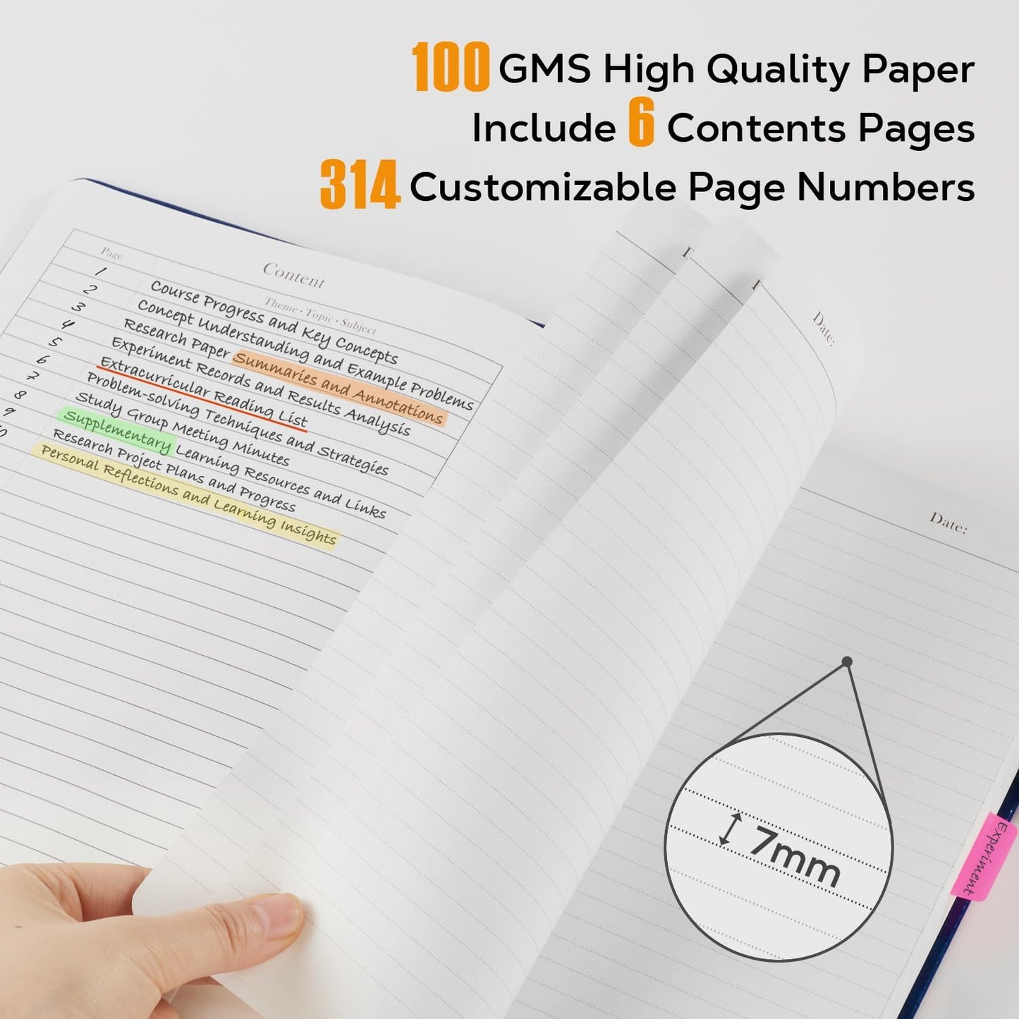 Hardcover Leather Notebooks College Ruled, 320 Pages Notebook Journals for Writing Note Taking Women & Men, A5 (5.7'' X 8.4'') Daily Notebook Journal, Orange