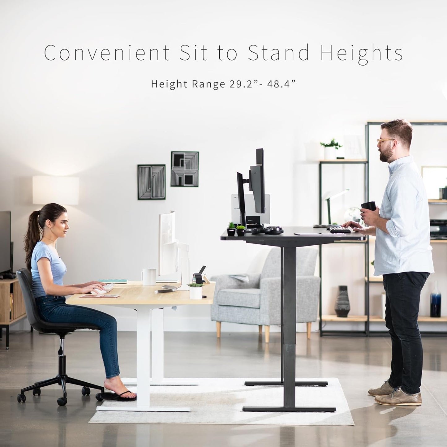 VIVO Electric 71 x 36 in Standing Desk, Memory Height Adjustment, 1B Series, Dark Gray Top Black Frame, DESK-KIT-1B7G-36