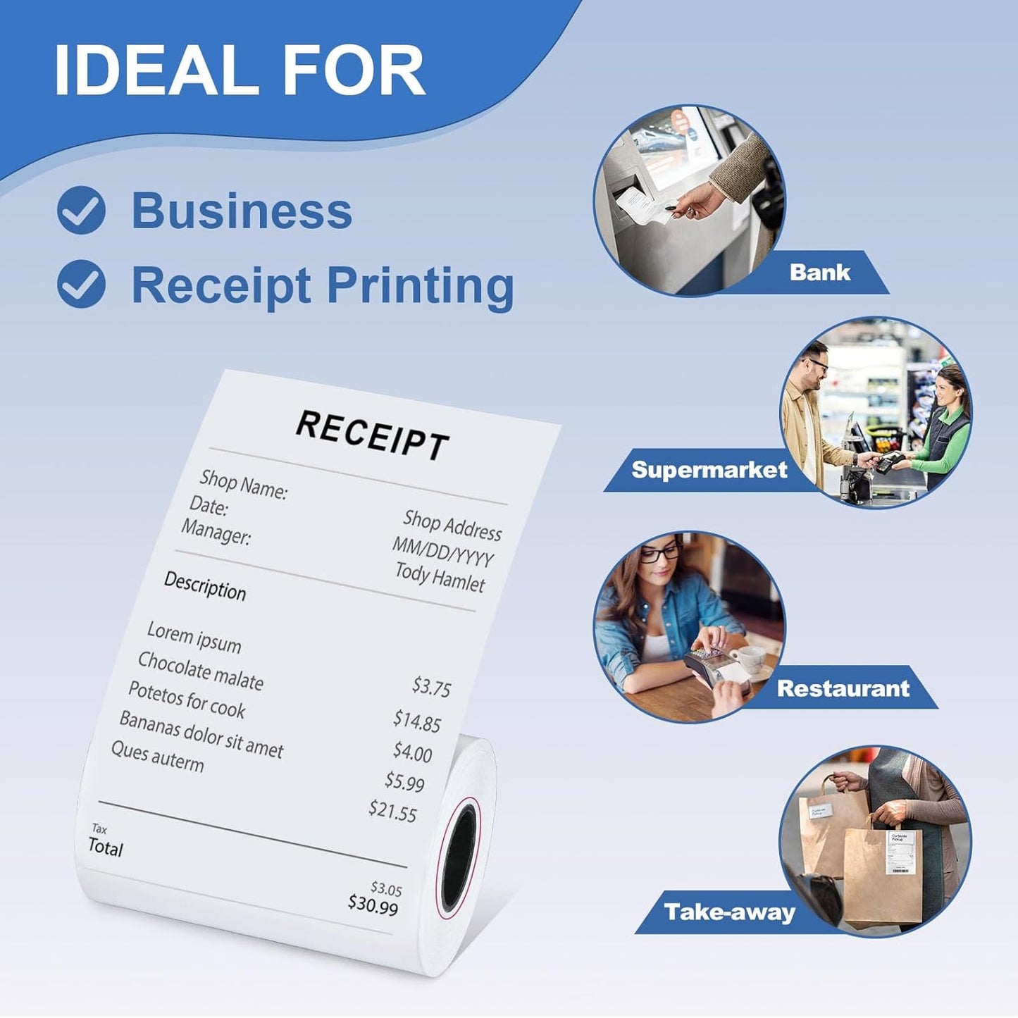 (50 Rolls) 2 1/4 X 85 Thermal Receipt Paper Rolls- Fits All Pos Cash Registers, For Clover POS Cash Register Printers-Premium Quality German Paper