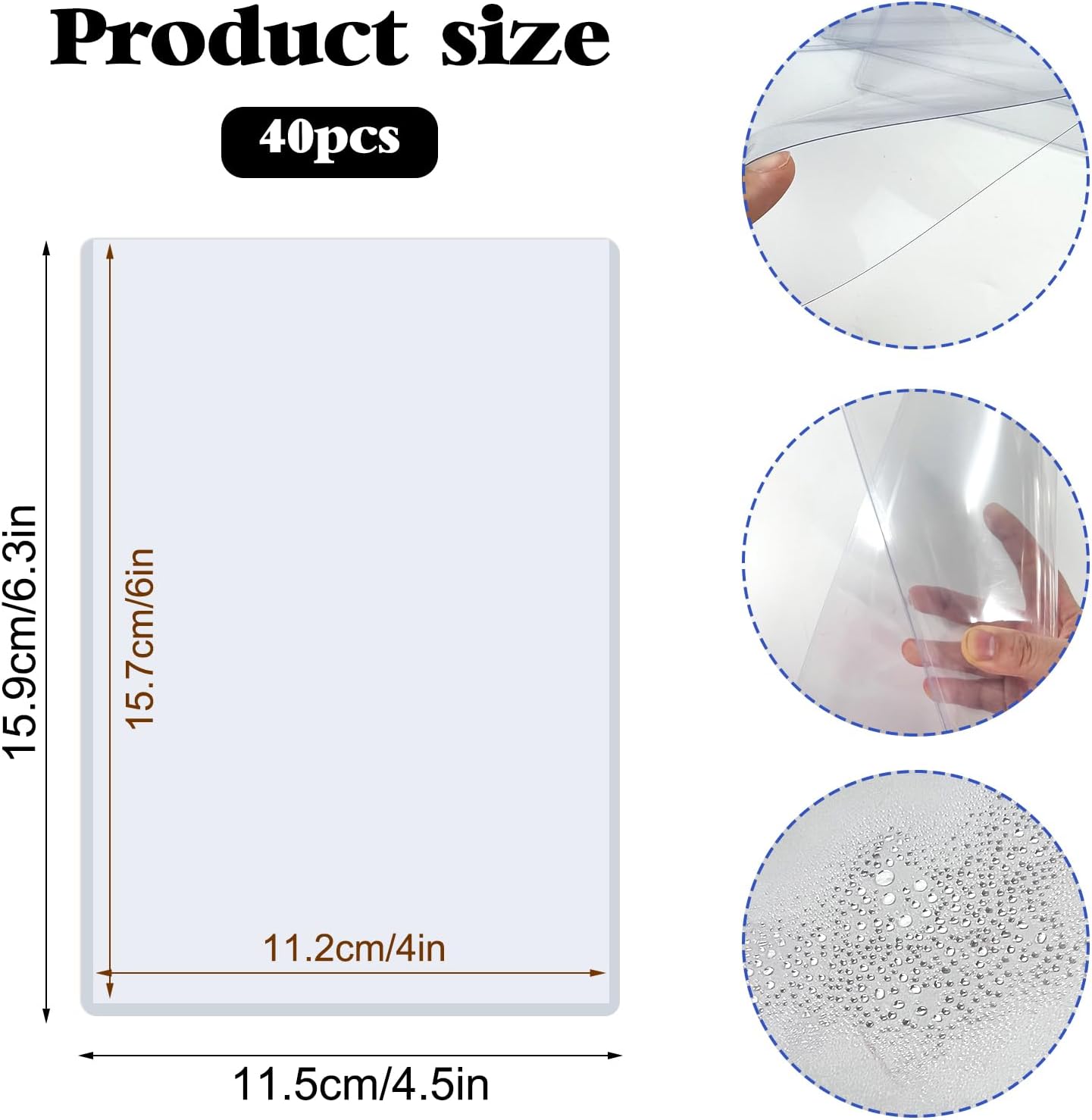 4" x 6" Photo Postcard Protectors, Rigid Hard Print Protectors, Clear Waterproof Protectors, Paper Sleeves Photo Plastic Sleeves Document Holder, Memories and Collectibles Storage (40 Pack)