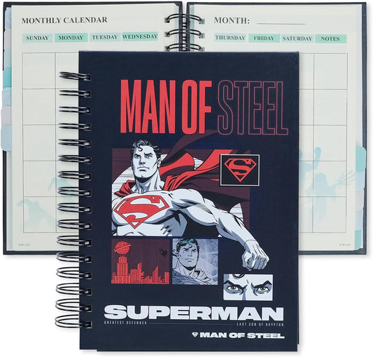 Hero Academic Planner, Weekly Monthly Daily Agenda, Custom Date Organizer for Time Management, Spiral Bound Notebook with Colorful Tabs,Datebooks for School Office Home(Navy Red)