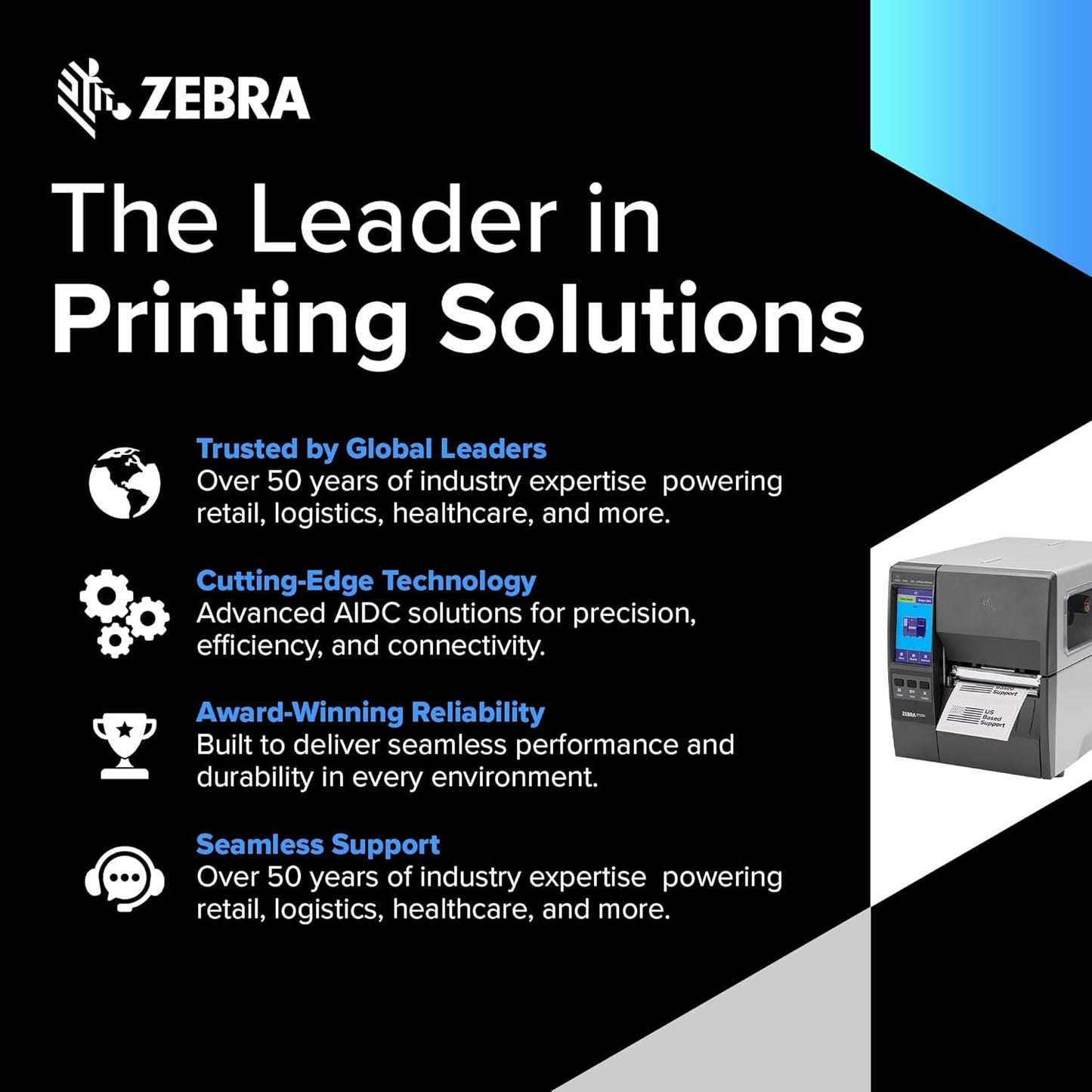 Zebra ZT231 (Zebra ZT230 Replacement) | Thermal Transfer & Direct Thermal 203 DPI | ZT23142-T01000FZ | USB, Serial, Ethernet, Bluetooth Connectivity, Tear Bar