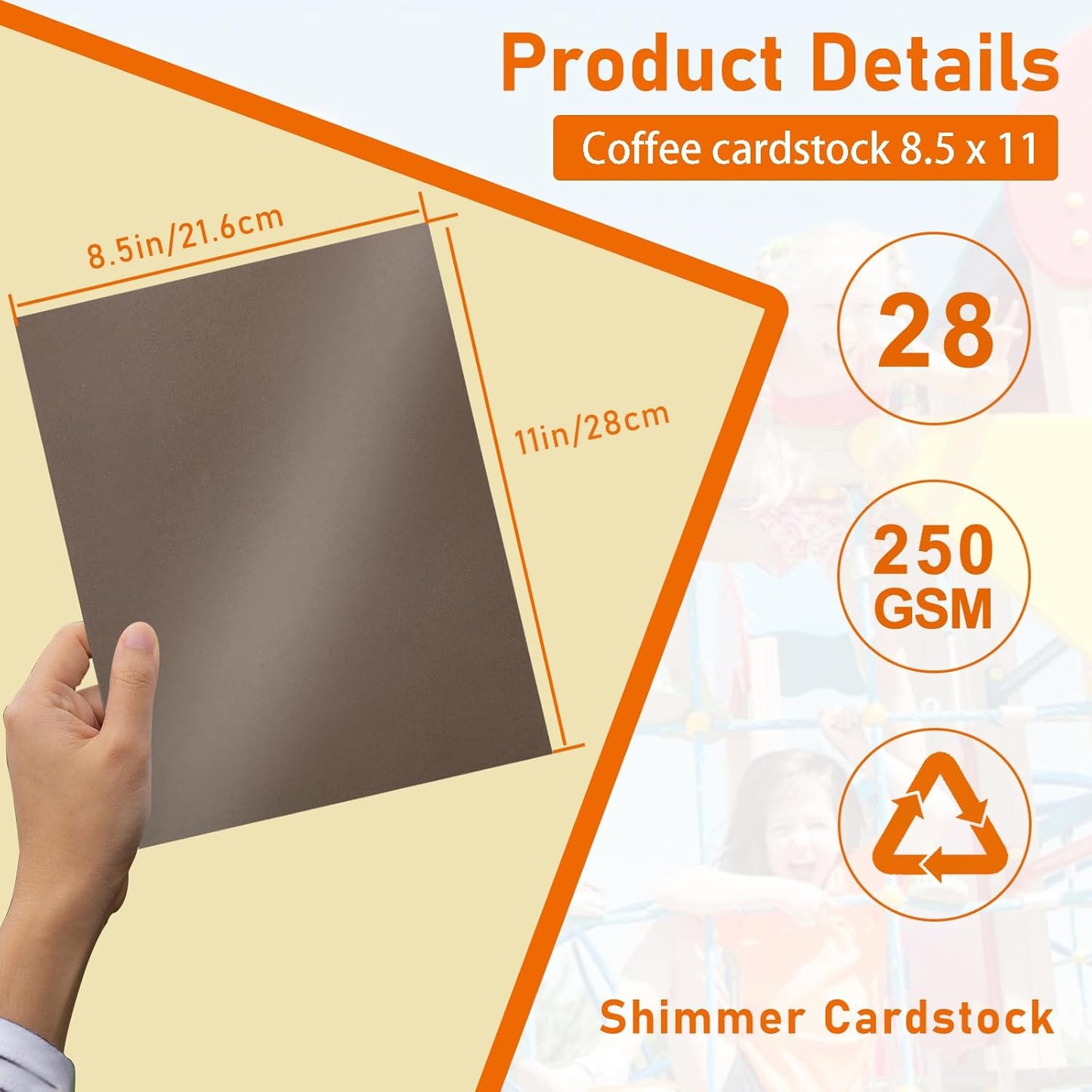 28 Sheets Coffee Shimmer Cardstock 8.5 x 11 Invitation Paper, 92lb Heavyweight Dark Brown Paper Card Stock for DIY Making Cards, Wedding, School Crafting, Greeting Cards, Menus