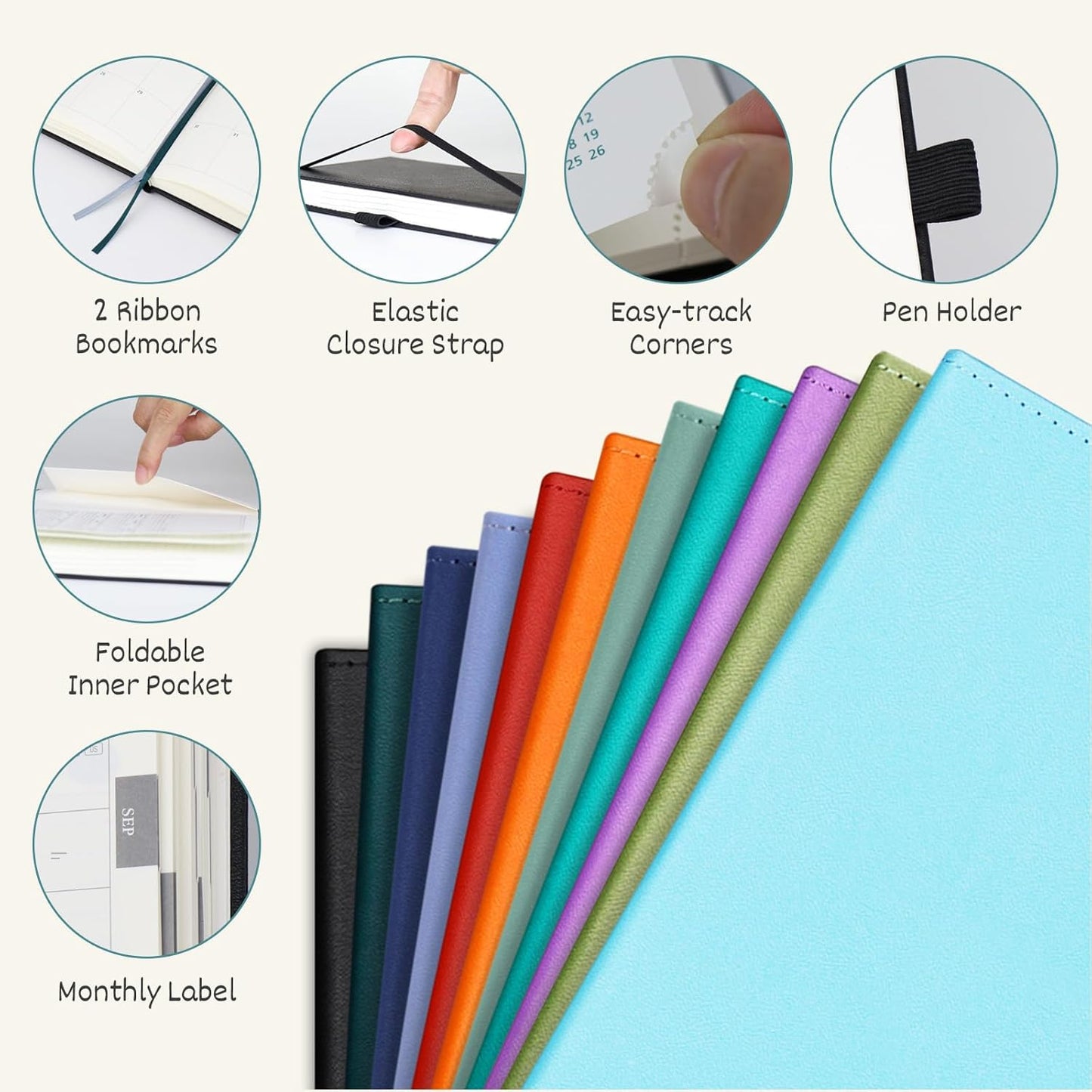 BEZEND Pocket Calendar 2026 Weekly and Monthly (3.5" x 6") Small Daily Planner for Purse (Jan-Dec) with Notes & Expenses, Inner Pocket, Pen Holder, Vegan Leather Hardcover - Lavender