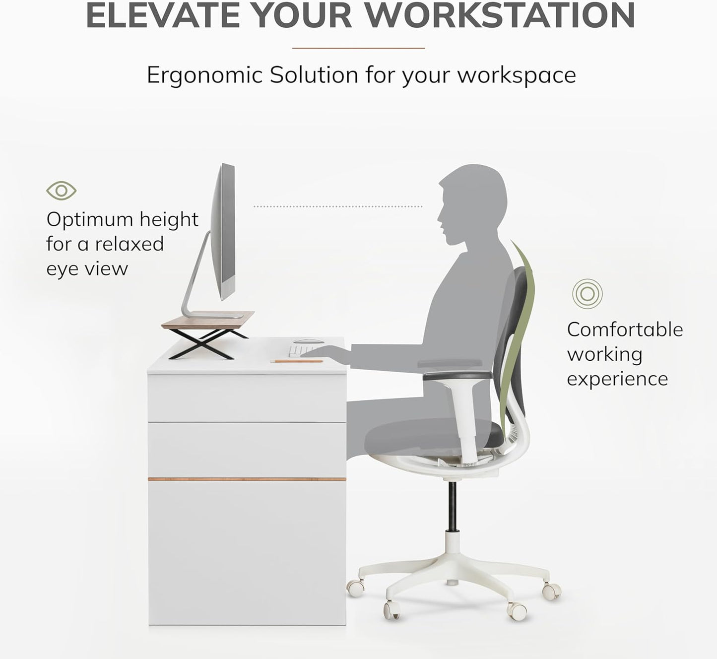 Anji Mountain Monitor Stand - Desktop Organizer & Laptop Riser, Ergonomic Monitor Riser, Space-Saving Monitor Stand for Desk, Durable Construction, Easy Assembly, Ideal for Home & Office,Biscotti