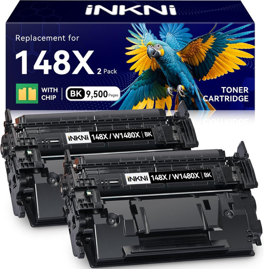148X Black High Yield Toner Cartridge - with Chip Compatible Replacement for HP 148X 148A W1480X W1480A for HP Laserjet Pro MFP 4101fdw 4001dn 4001n 4101fdn 4001dw Printer for Office Work - 2 Pack