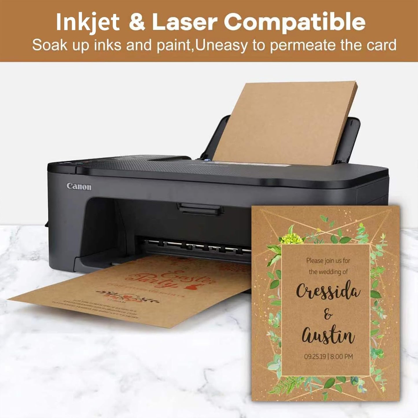 100 Sheets Kraft Paper Brown Cardstock 8.5 x 11, Goefun 80lb Card Stock Printer Paper for Invitations, Menus, Crafts, DIY Cards