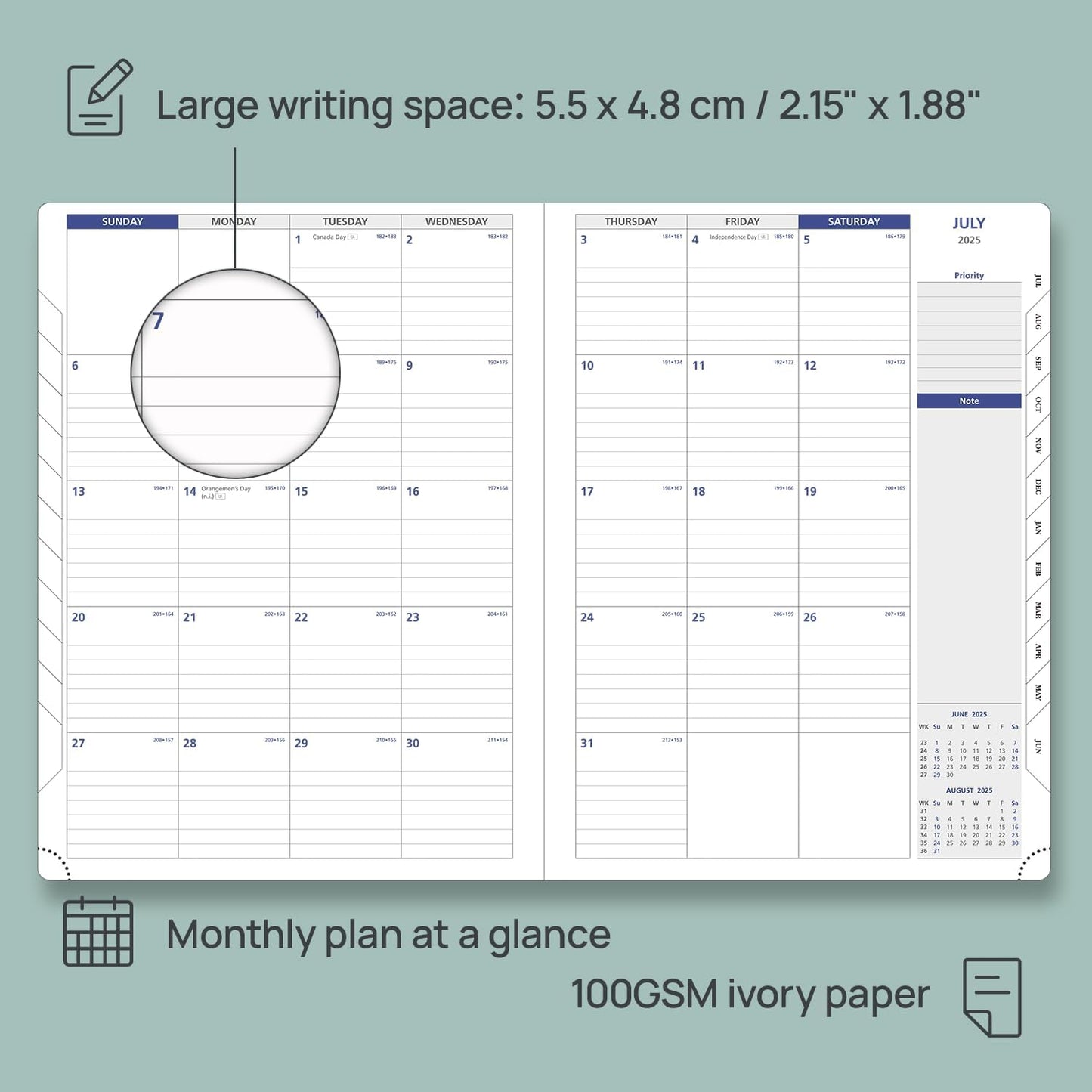 POPRUN Academic Planner 2025-2026, 8.5'' x 11.25'', Quarter-Hourly Appointment Book (July 2025-June 2026) with PU Leather Soft Cover, Dual Pockets, Monthly Tabs, 100GSM Thick Paper - Forest Green