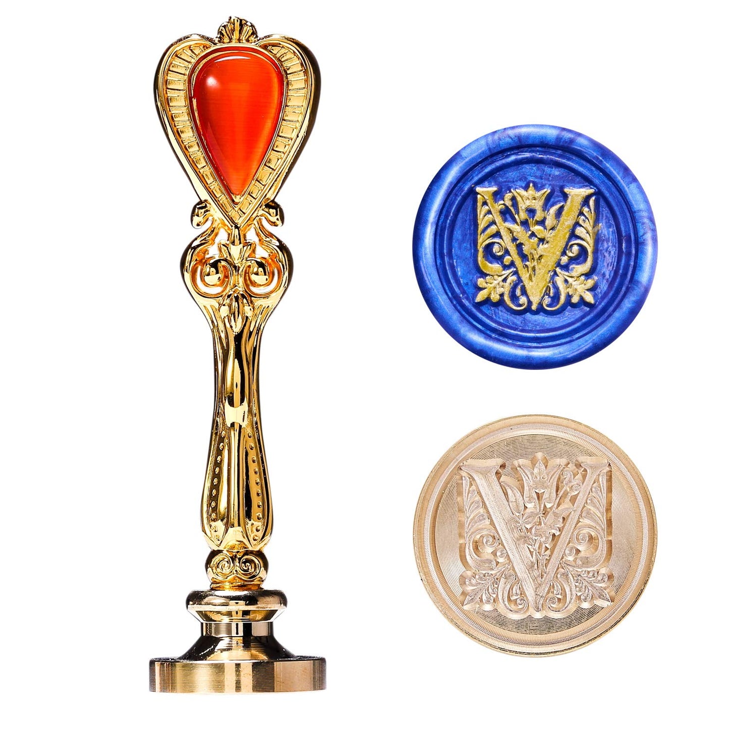 Letter V Alphabet Sealing Wax Stamp, Wax Seal Stamp for Sealing Wax, Brass Alphabet Wax Stamp