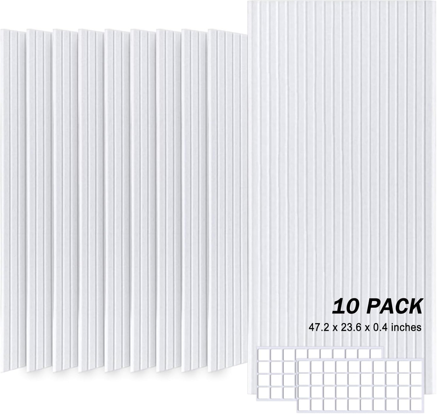 10 Pack Large Acoustic Panels, 48"X24"X0.4" Sound Proof Foam Panels for Walls, Sound Dampening Panels, Sound proof panels for walls, Soundproof Wall Panels for Home Studio&Office Decor.(White)