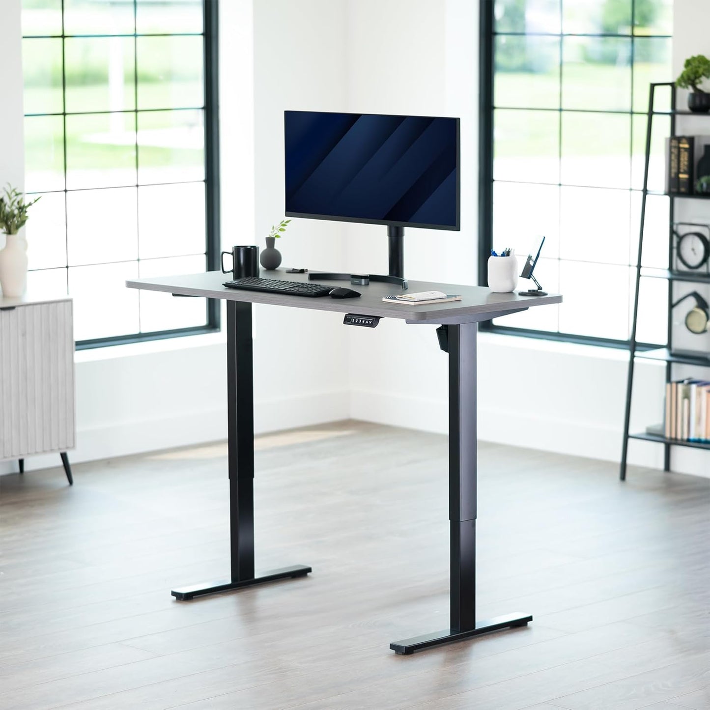 VIVO Electric 55 x 28 in Standing Desk, Memory Height Adjustment, 1B Series, One-Piece Dark Gray Top, Black Frame, DESK-KIT-1B55G