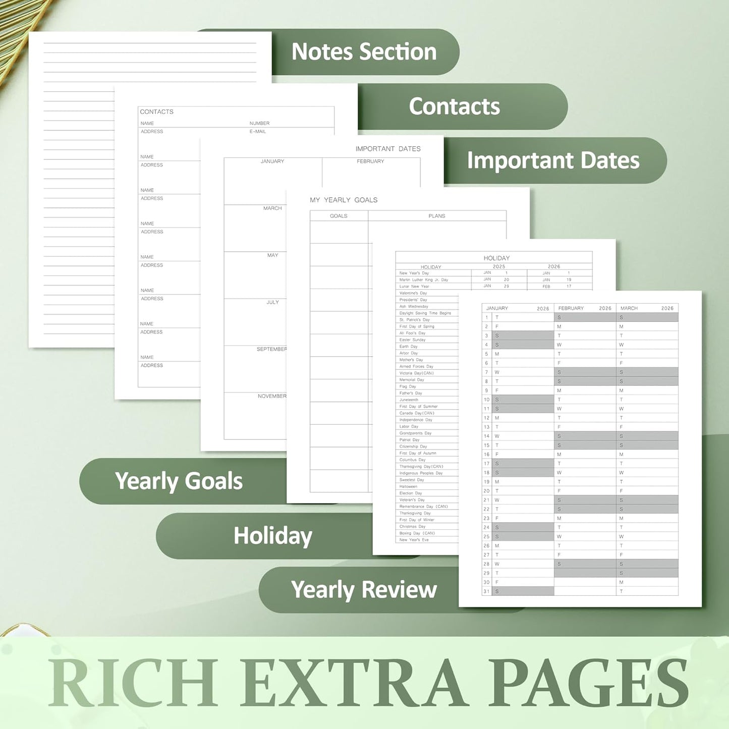 Planner 2025-2026 Weekly and Monthly, July 2025 - June 2026, Hardcover Spiral Bound with Tabs, Inner Pocket, A5 (6.3"x8.5") - Ideal for Teachers, Students & Professionals, Green