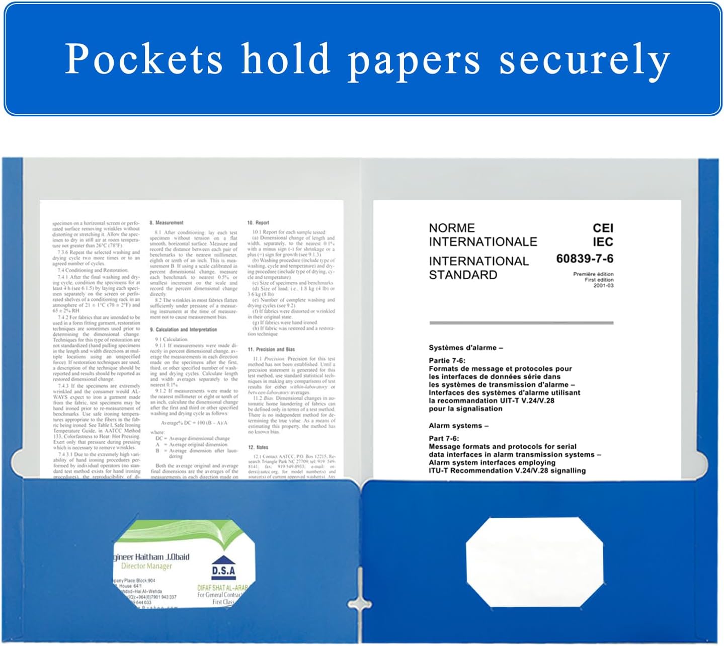 Zzrywuty File Folders with Pockets Letter Size, 25-Pack Paper Folders with Card Slot, Two Pocket Folders for School Students, Businessmen, Home and Office Workers（Blue）