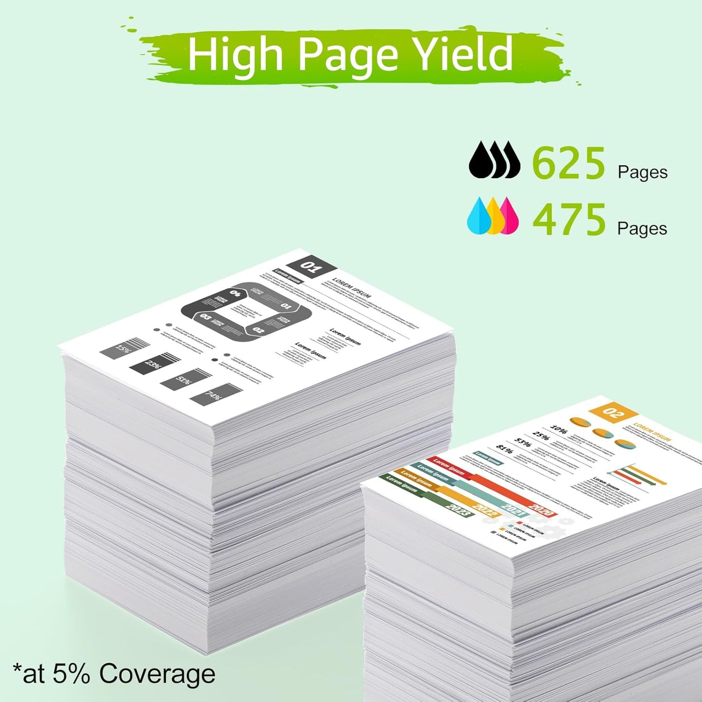 greencycle 67XL Remanufactured Ink Cartridge Compatible with HP 67 XL DeskJet 1255 2722 DeskJet Plus 4122 4123 4132 Envy 6052 6055 Envy Pro 6452 6455 Printers (Black 1 Pack, Tri-Color 1 Pack)