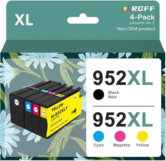 Black High-Yield Ink Cartridge Replacement for HP 952 XL Ink Cartridges Use with Officejet Pro 7740 8210 8710 8720 8740 8715 7720 8725 8730 8216 (4 Packs)