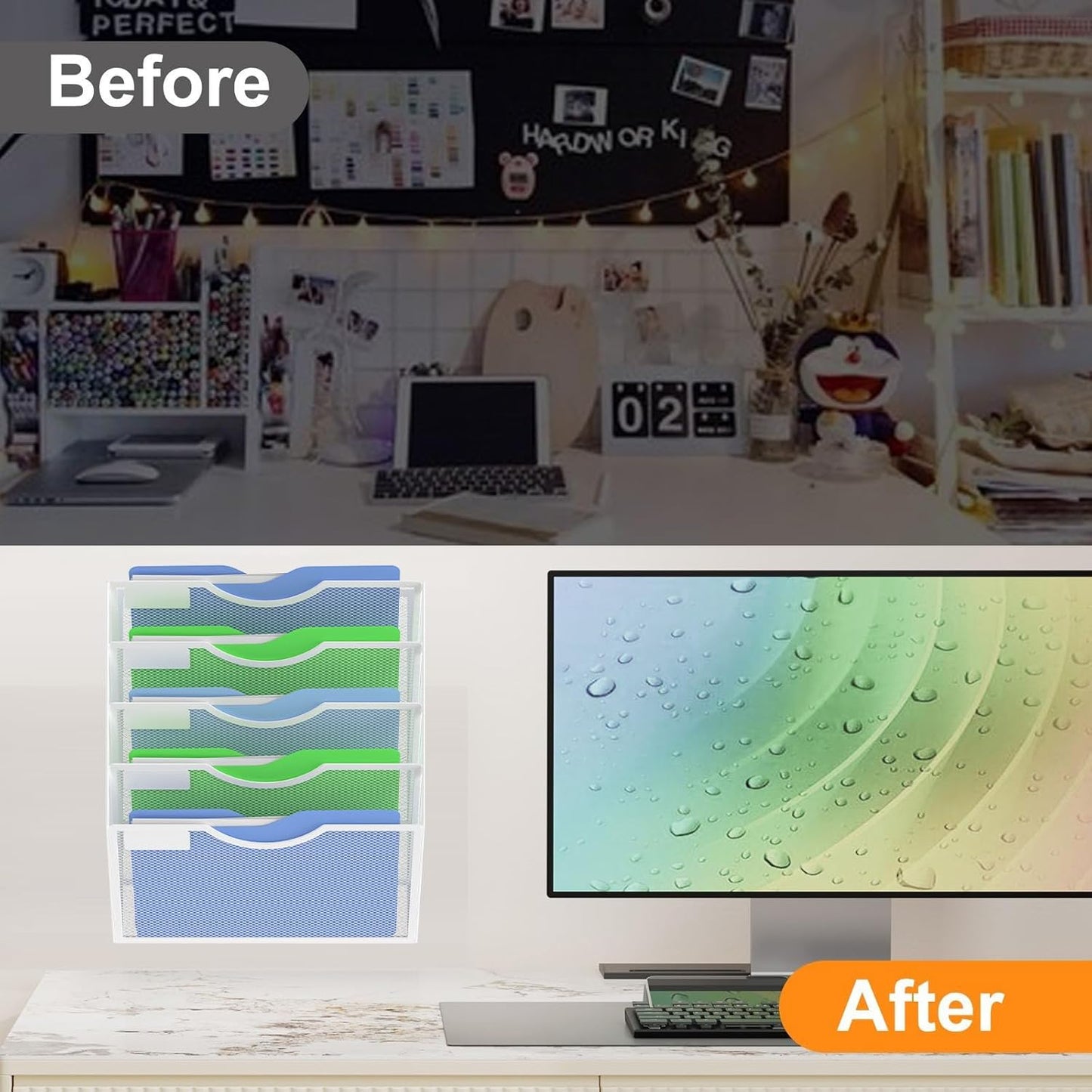 Kuntine.B Wall File Organizer Office Hanging Magazine Holder Wall File Organizer for Office Home (White, 5 Tier)