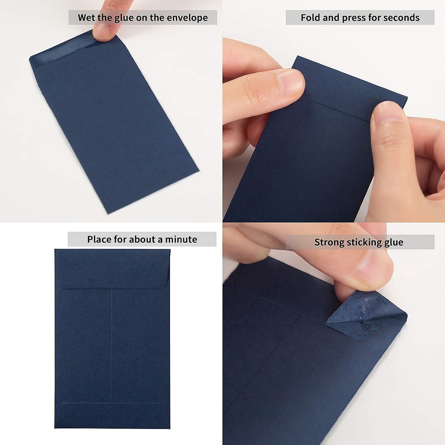 100 Pack Small Coin Envelopes Self-Adhesive Kraft Paper Seed Envelopes Mini Parts Small Items Stamps Storage Packets Envelopes for Garden, Office or Wedding Gift (Navy Blue, 2.25×3.5 inch)