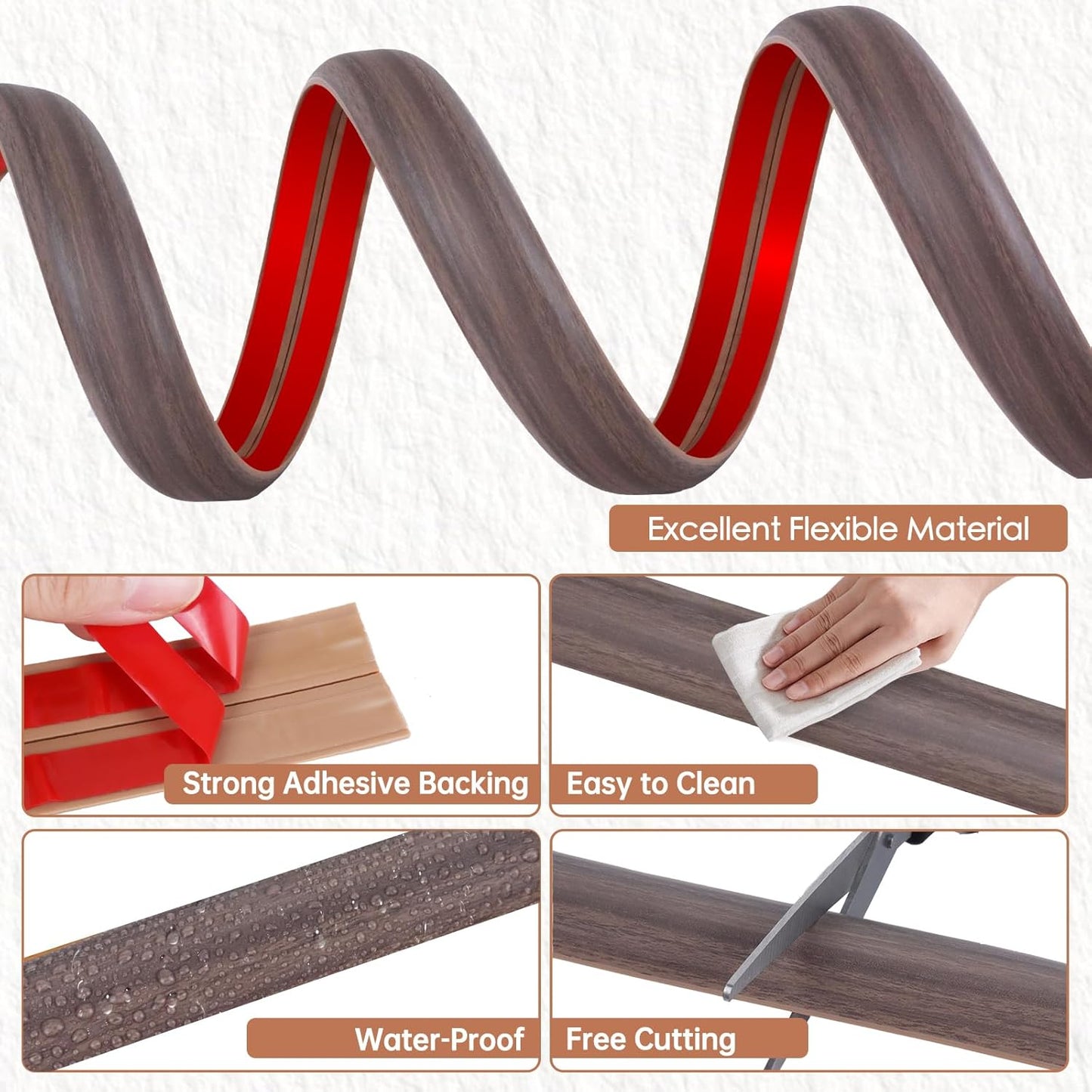 Floor Cord Cover for Wires on Floor Self Adhesive Cord Hider Floor Cable Management Wire Covers for Cords Protector Prevent Cable Trips Cord Cavity W 0.47" x H 0.27", Grayish Brown Wood, 10Ft