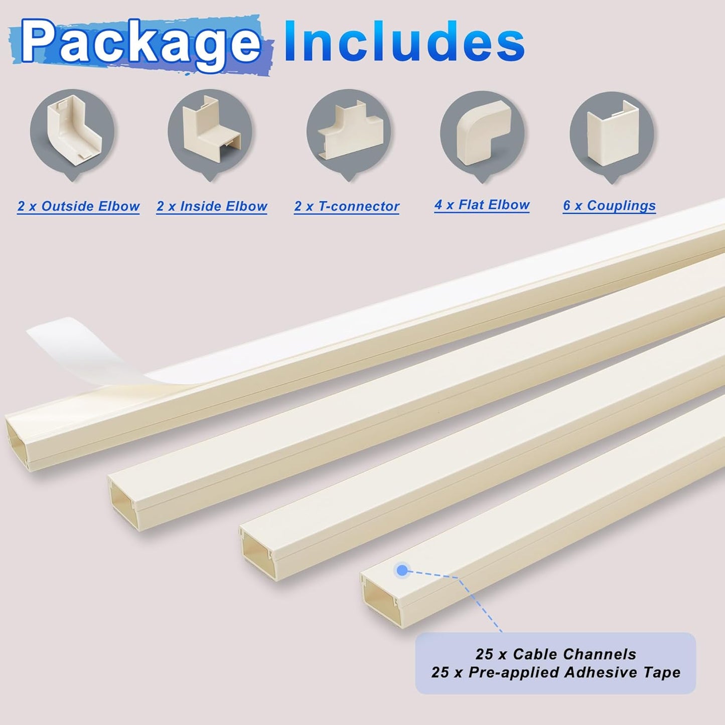 392.5in Wire Covers for Cords Kit-Black Cord Cover Wall, Wire Hiders for TV on Wall, TV Cable Hider Wall Kit for Wire Cover, Cord Hider Wall Mounted TV, Cord Concealer, 25 x L15.7 W 0.95H 0.55in