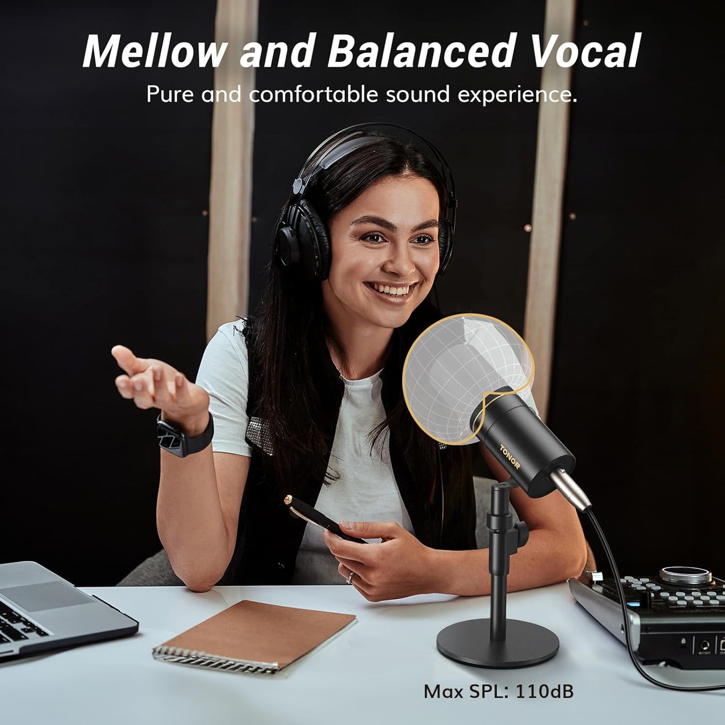 TONOR Dynamic Microphone, XLR Microphone for Podcast, Recording, Streaming, Gaming, Content Creating, XLR Cardioid Computer Mic, Audio Interface Needed, Mic with Desktop Stand, TD520X