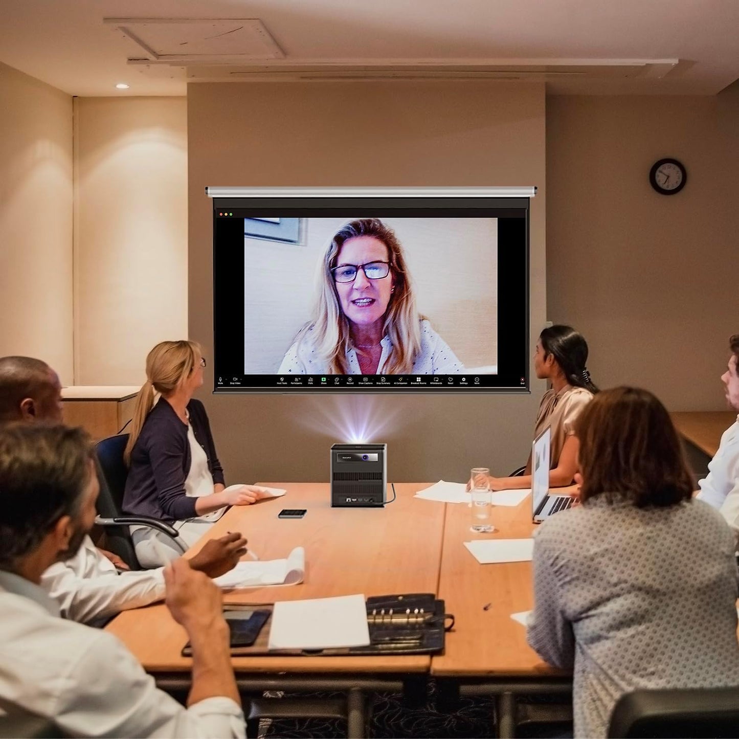 CZUR StarryHub Video Conferencing System, 2200 ANSI Lumens Short Throw Projector + HD 1080P Conference Room Camera with Auto Framing + 6 AI-Driven Microphones + Conference Speakers