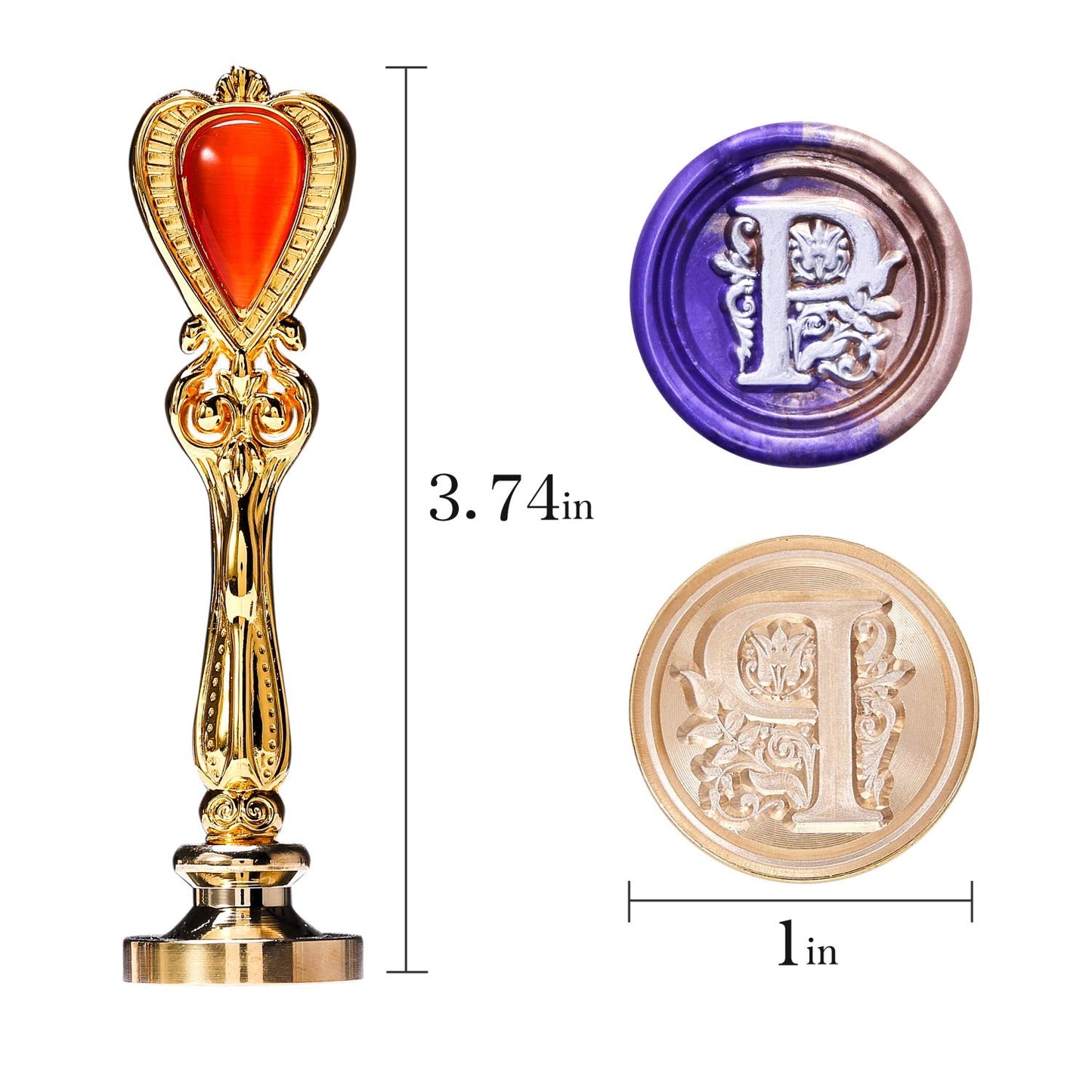 P Alphabet Sealing Wax Stamp, Lucky Goddness Gold Letter Sealing Stamp with Brass Head Retro Handle