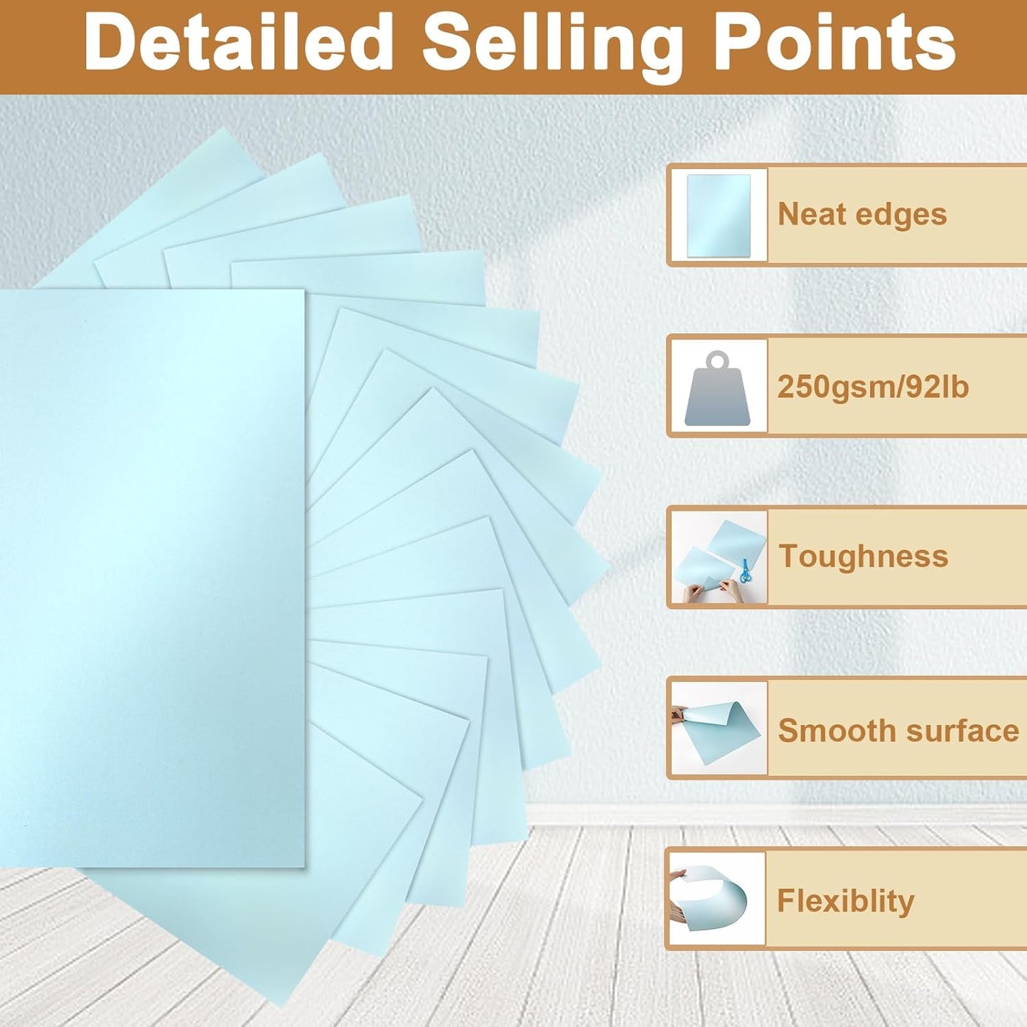 28 Sheets Blue Shimmer Cardstock 8.5 x 11 Premium Paper, 250gsm/92lb Heavyweight Craft Paper Card Stock for Making Cards, Greeting Cards, Office Printing, Scrapbooking, Invitations