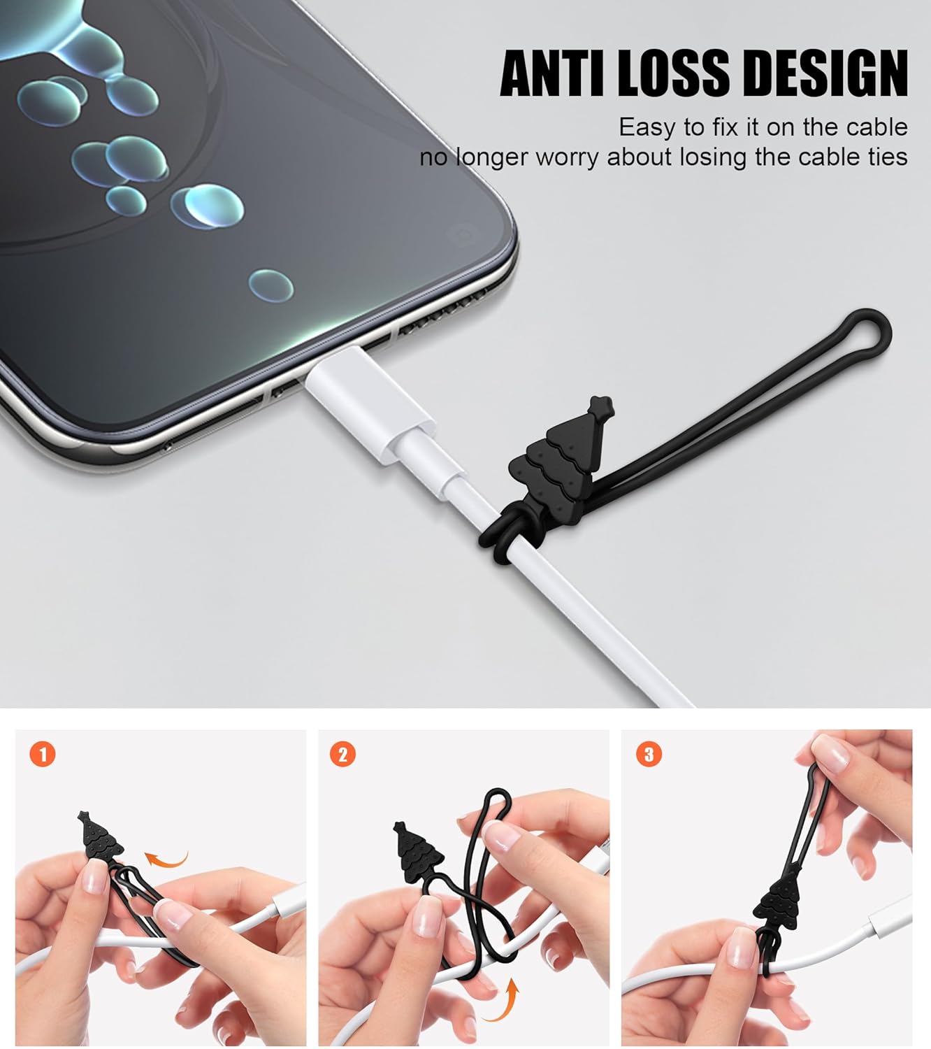 Nearockle 24Pcs Silicone Cable Ties Cord Organizer, 4.5" Reusable Cute Christmas Ties for Bundling Electrical Wire in Home, Office, School, Travel Essentials (Multicolor)