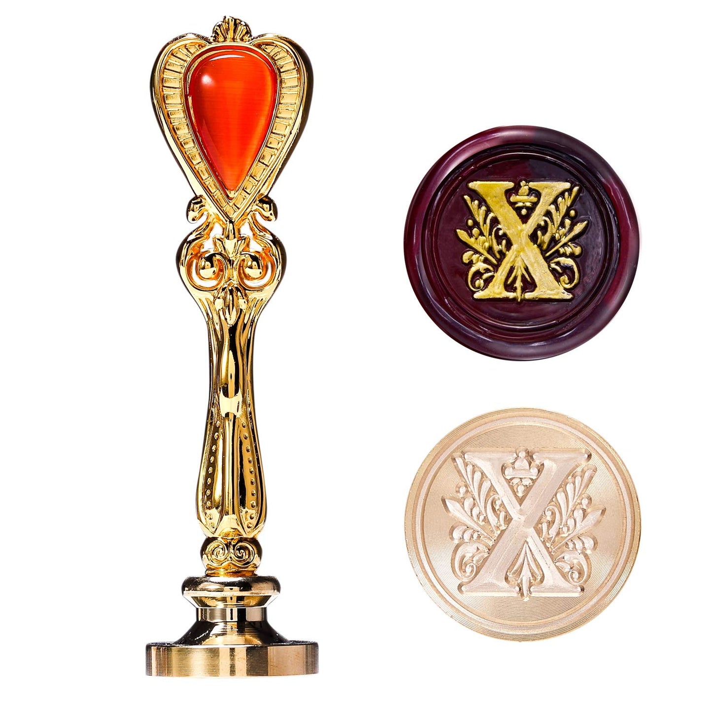 Letter X Alphabet Sealing Wax Stamp, Initial Sealing Wax Seal Stamp, Gold
