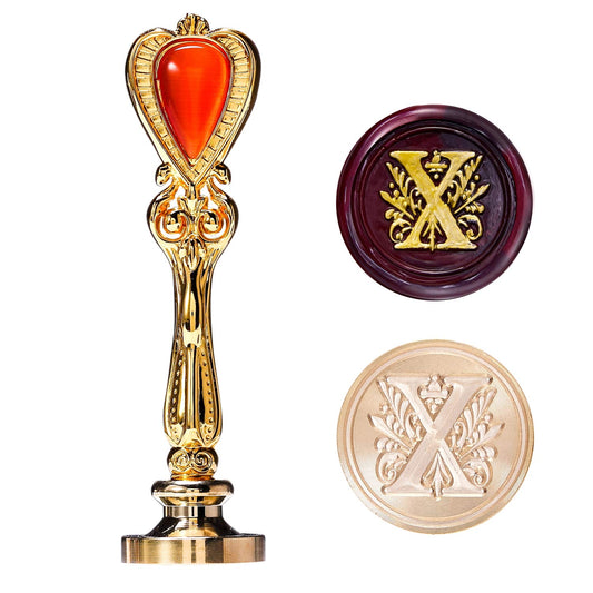 Letter X Alphabet Sealing Wax Stamp, Initial Sealing Wax Seal Stamp, Gold