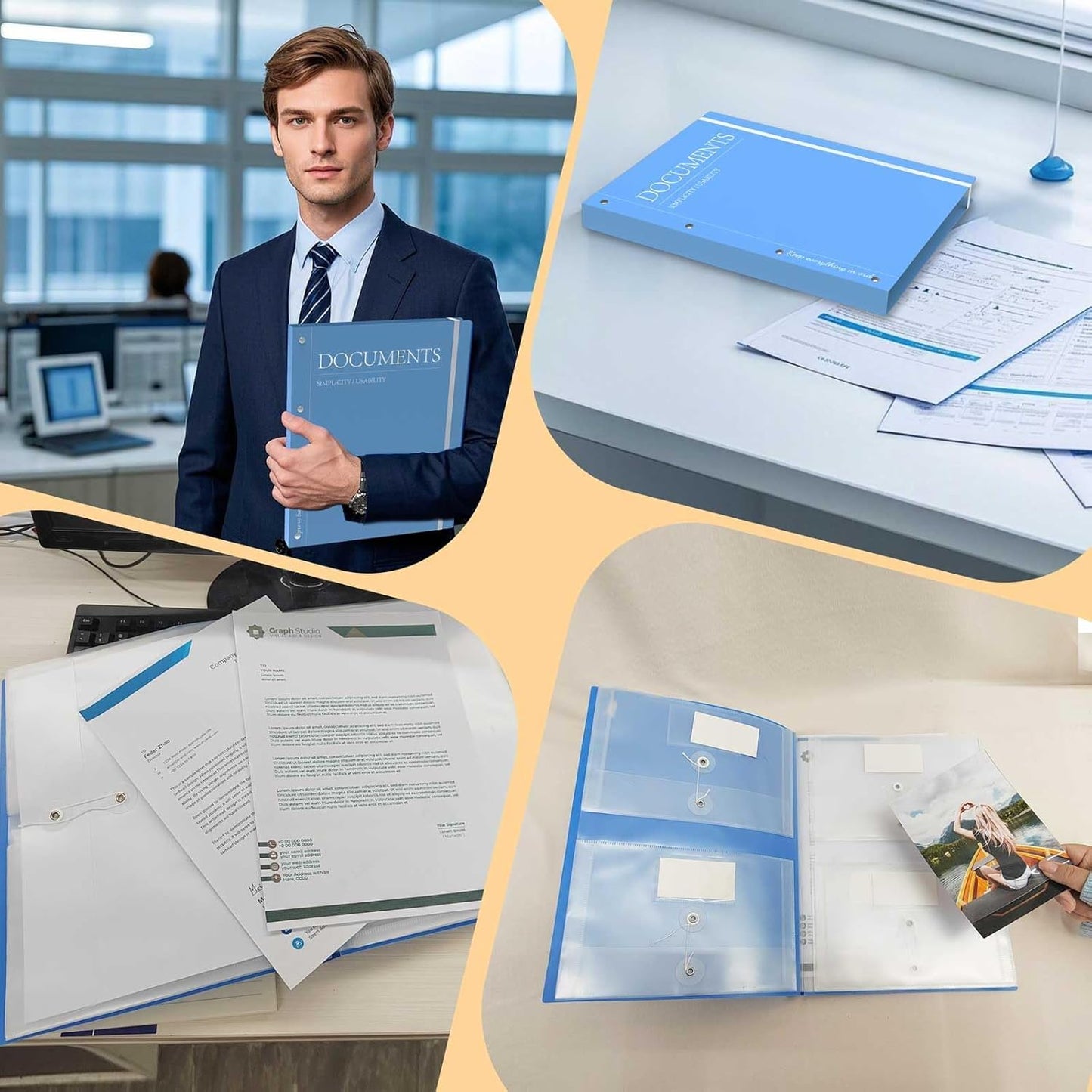 Expanding Accordion File Folder & Document Organizer Binder | 12 Pockets for Important Papers, Passports, IDs | Acid-Free, Tear-Resistant for A4/Letter Size | Home Office Organization